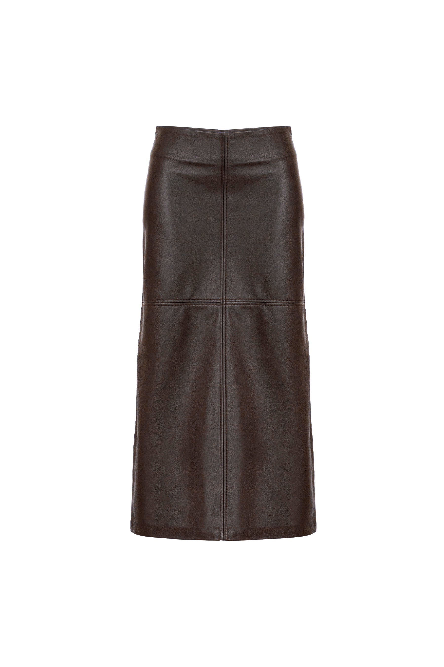 SIENNA LEATHER MAXI SKIRT - CACAO