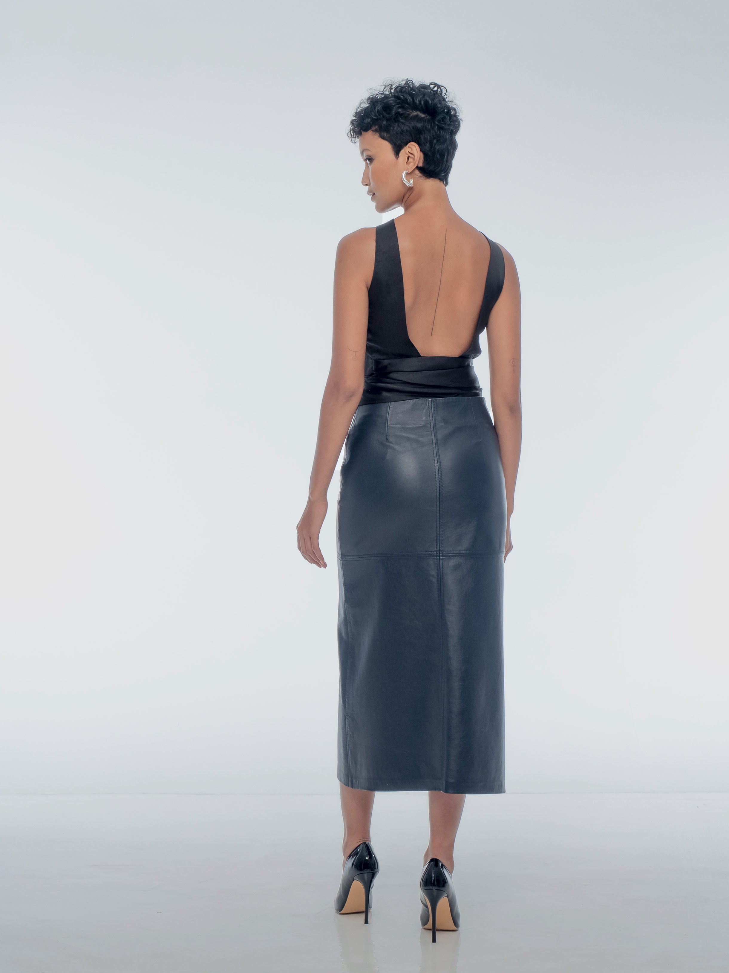 SIENNA LEATHER MAXI SKIRT - ECLIPSE