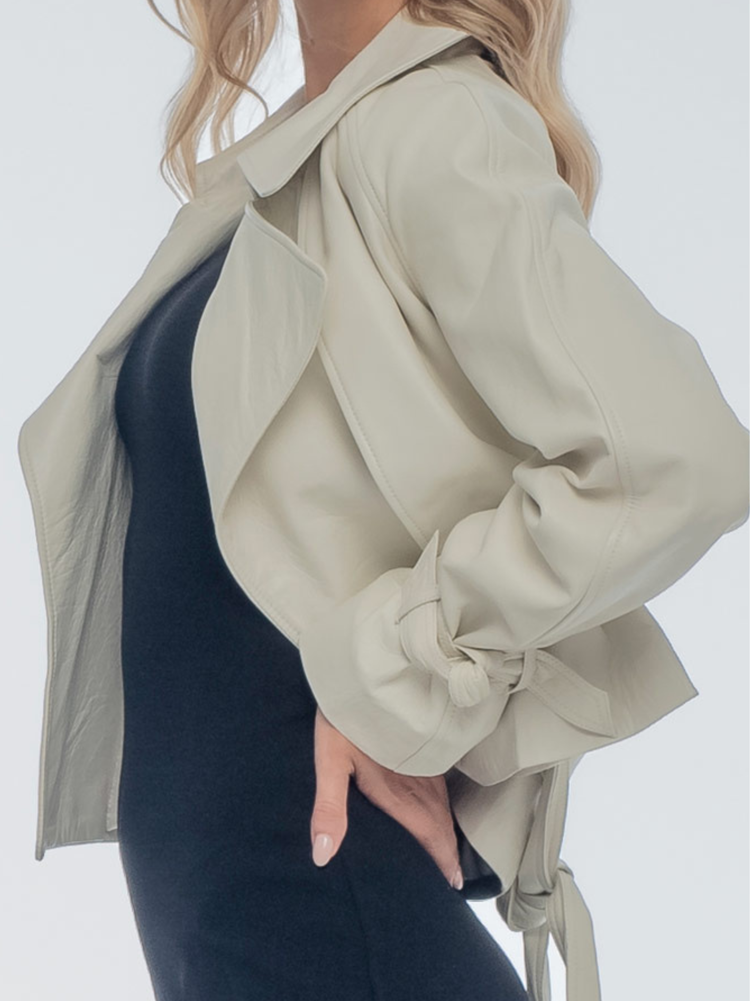 JACKIE LEATHER TRENCH COAT - COCONUT