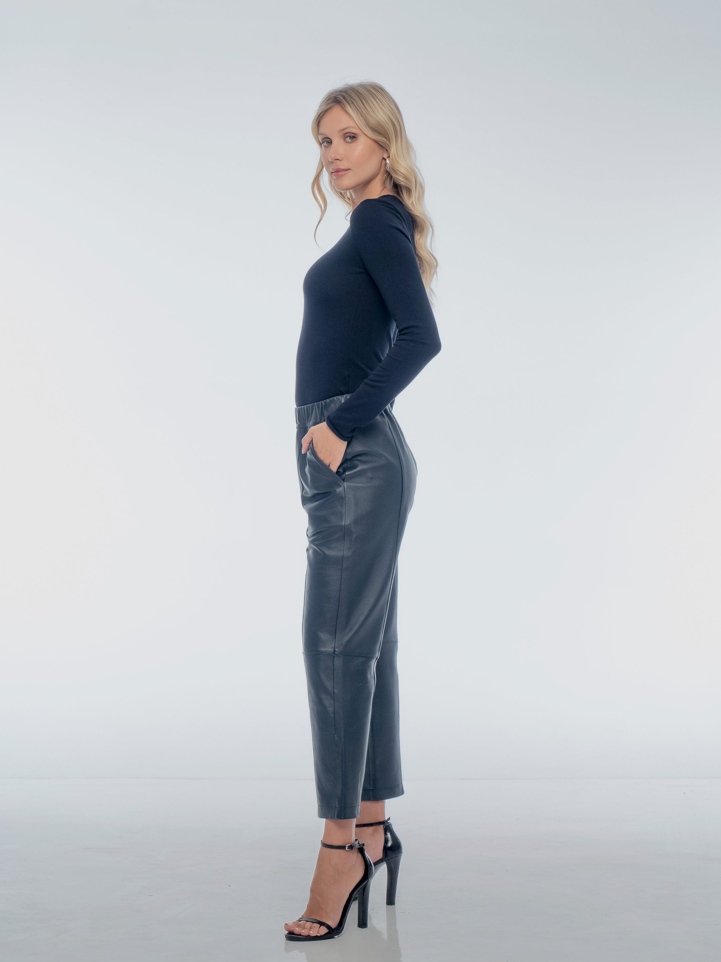 BIANCA LEATHER JOGGER - ECLIPSE