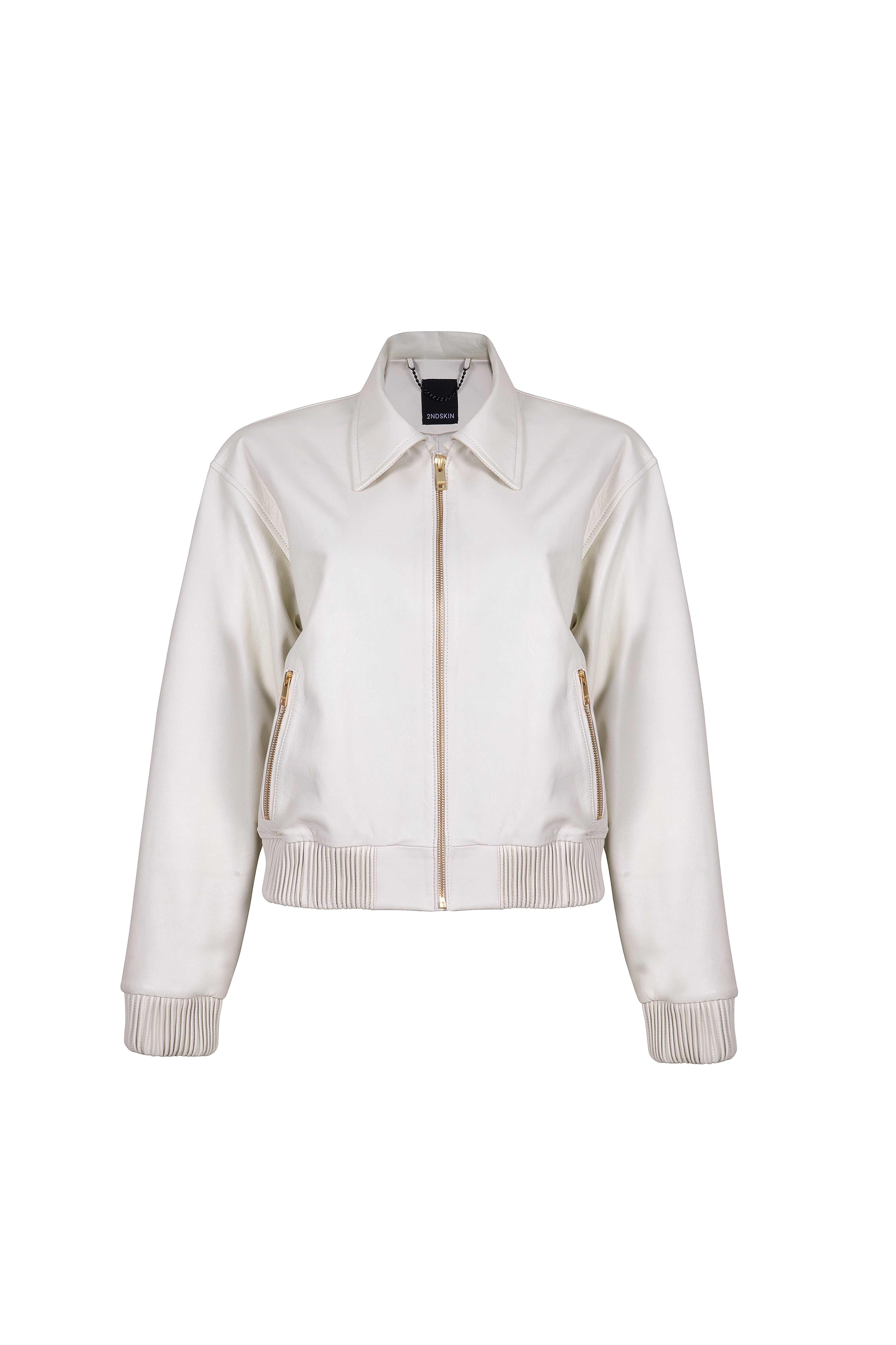 ROMEE LEATHER BOMBER - COCONUT