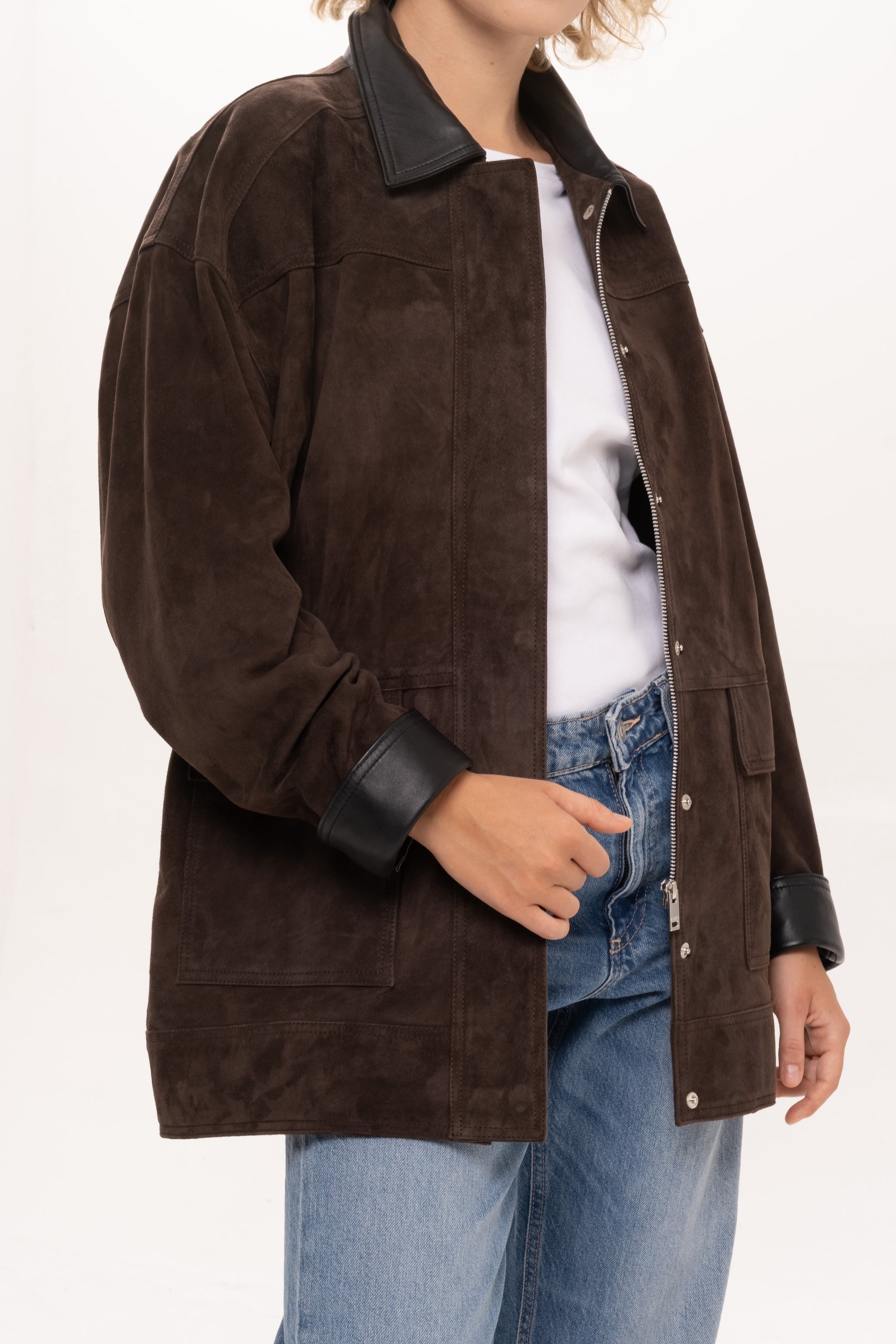 CARR SUEDE JACKET - ESPRESSO + BLACK