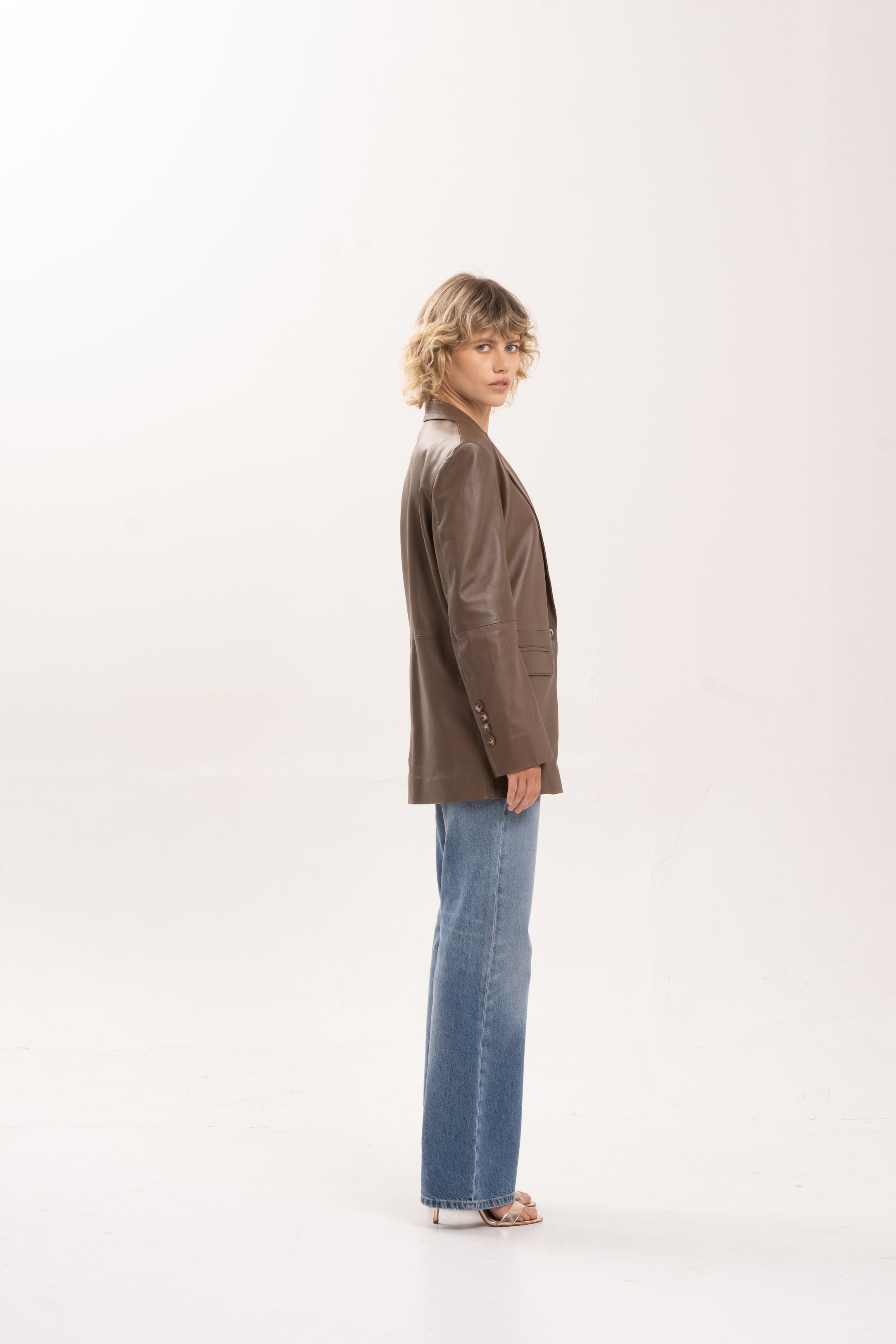 KINGSTON LEATHER BLAZER - CHESTNUT
