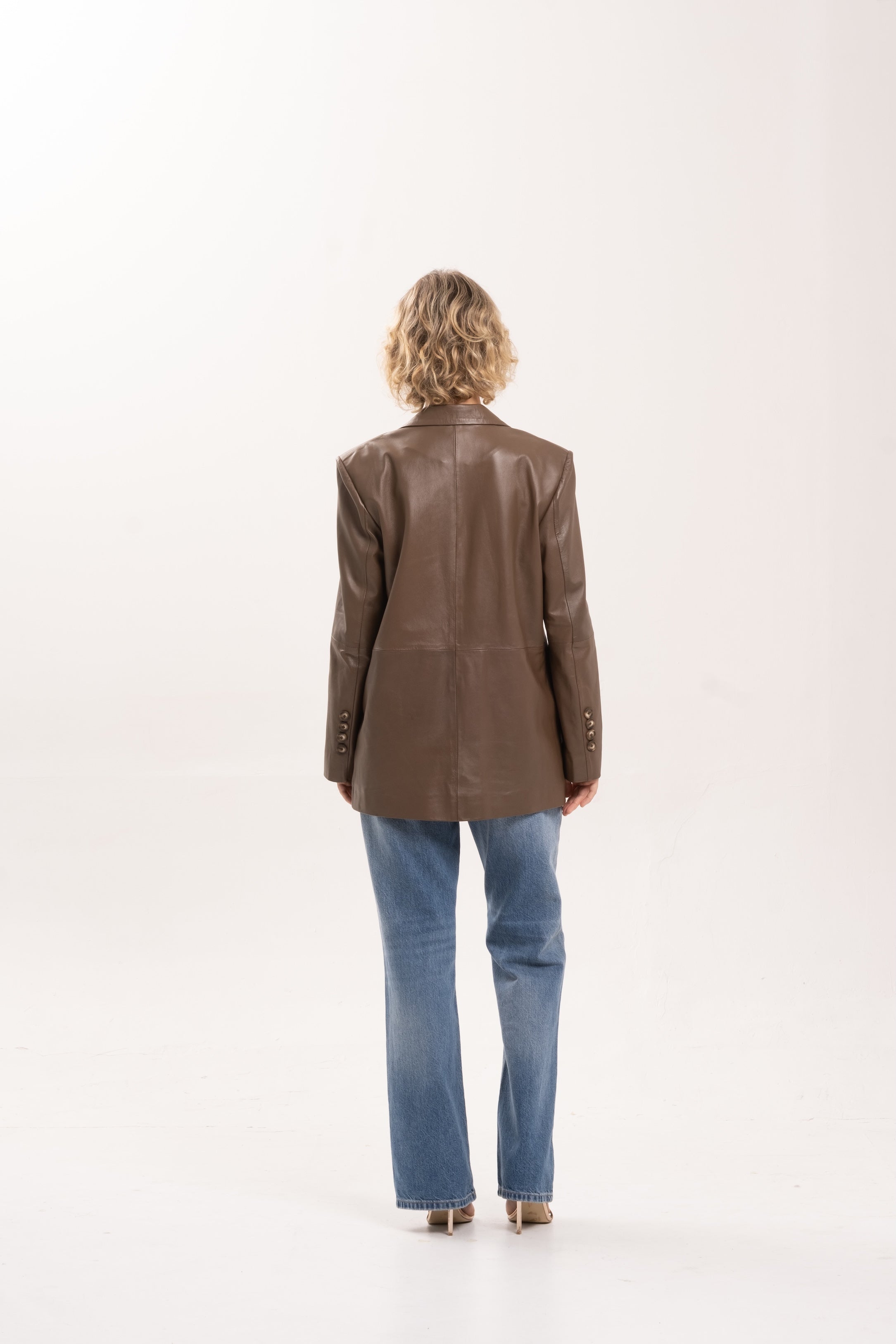 KINGSTON LEATHER BLAZER - CHESTNUT