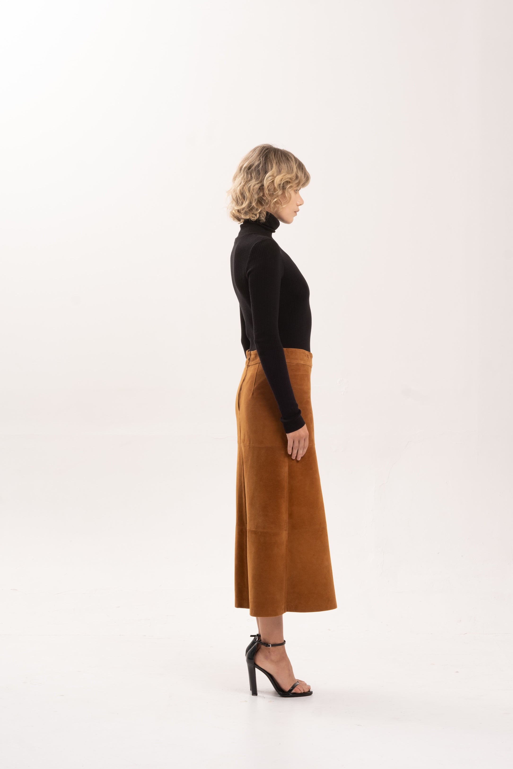 ZIGGY SUEDE MAXI SKIRT - TOBACCO