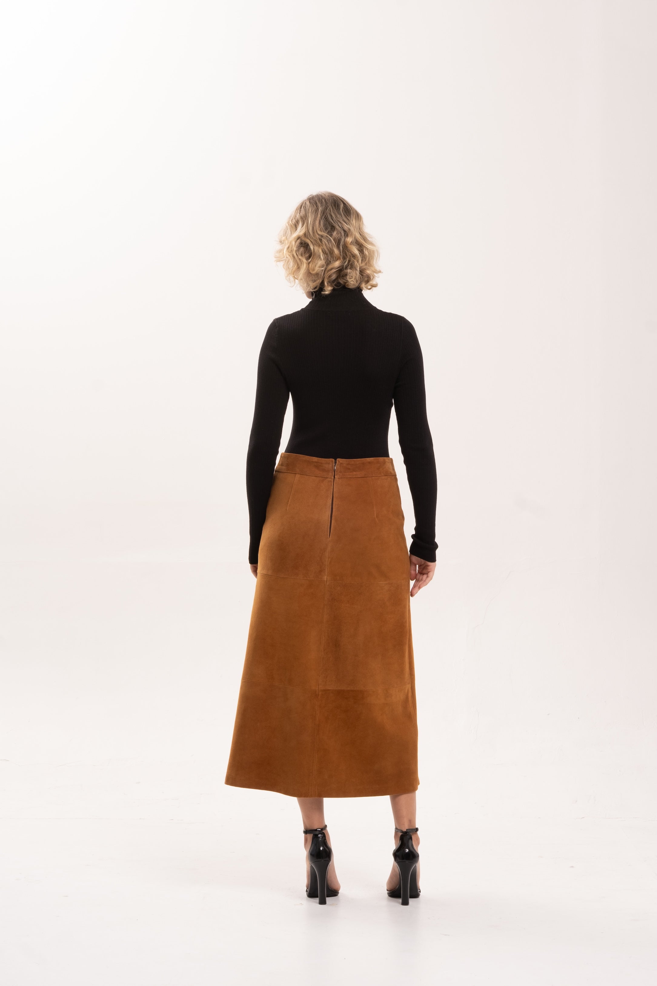 ZIGGY SUEDE MAXI SKIRT - TOBACCO