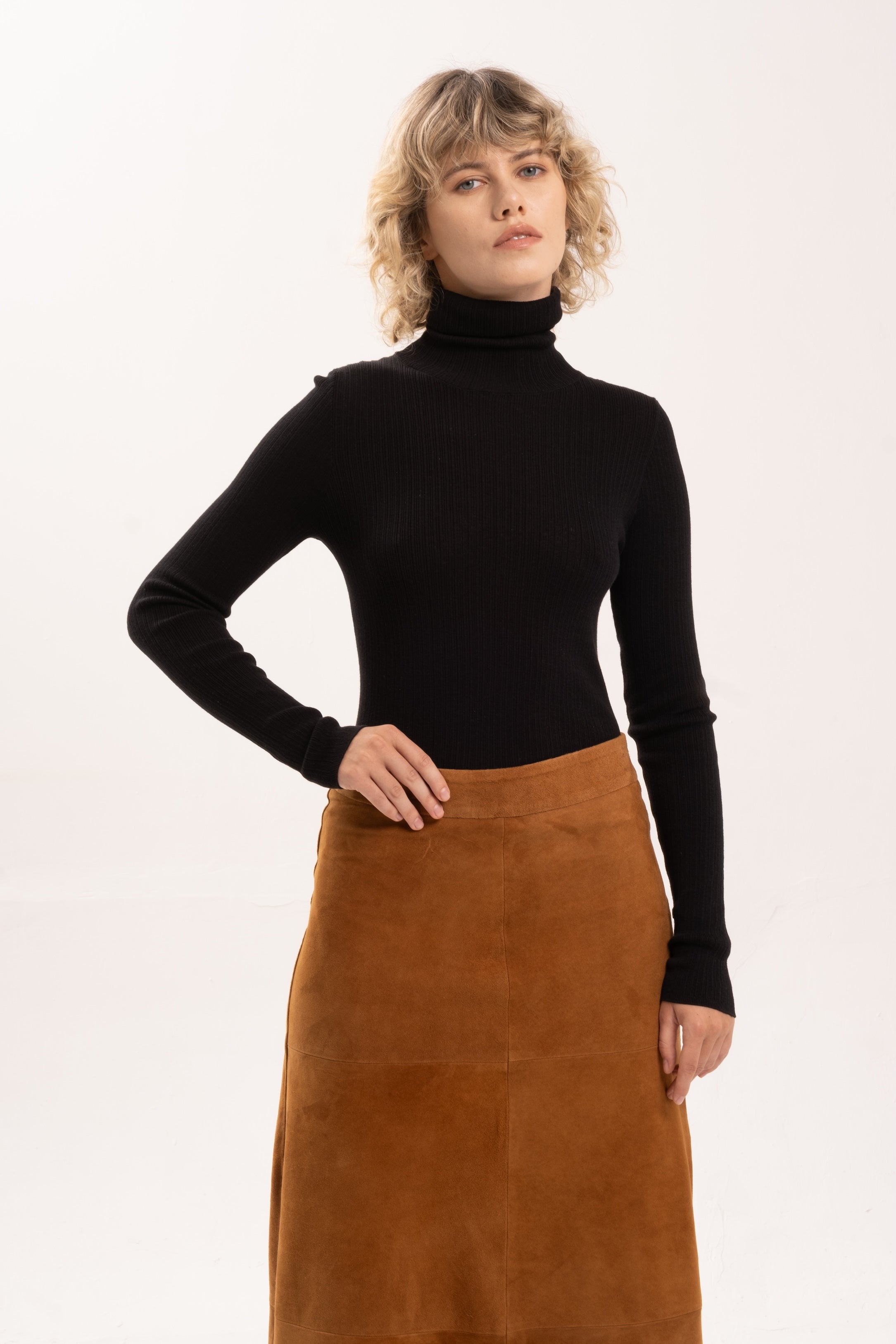 ZIGGY SUEDE MAXI SKIRT - TOBACCO