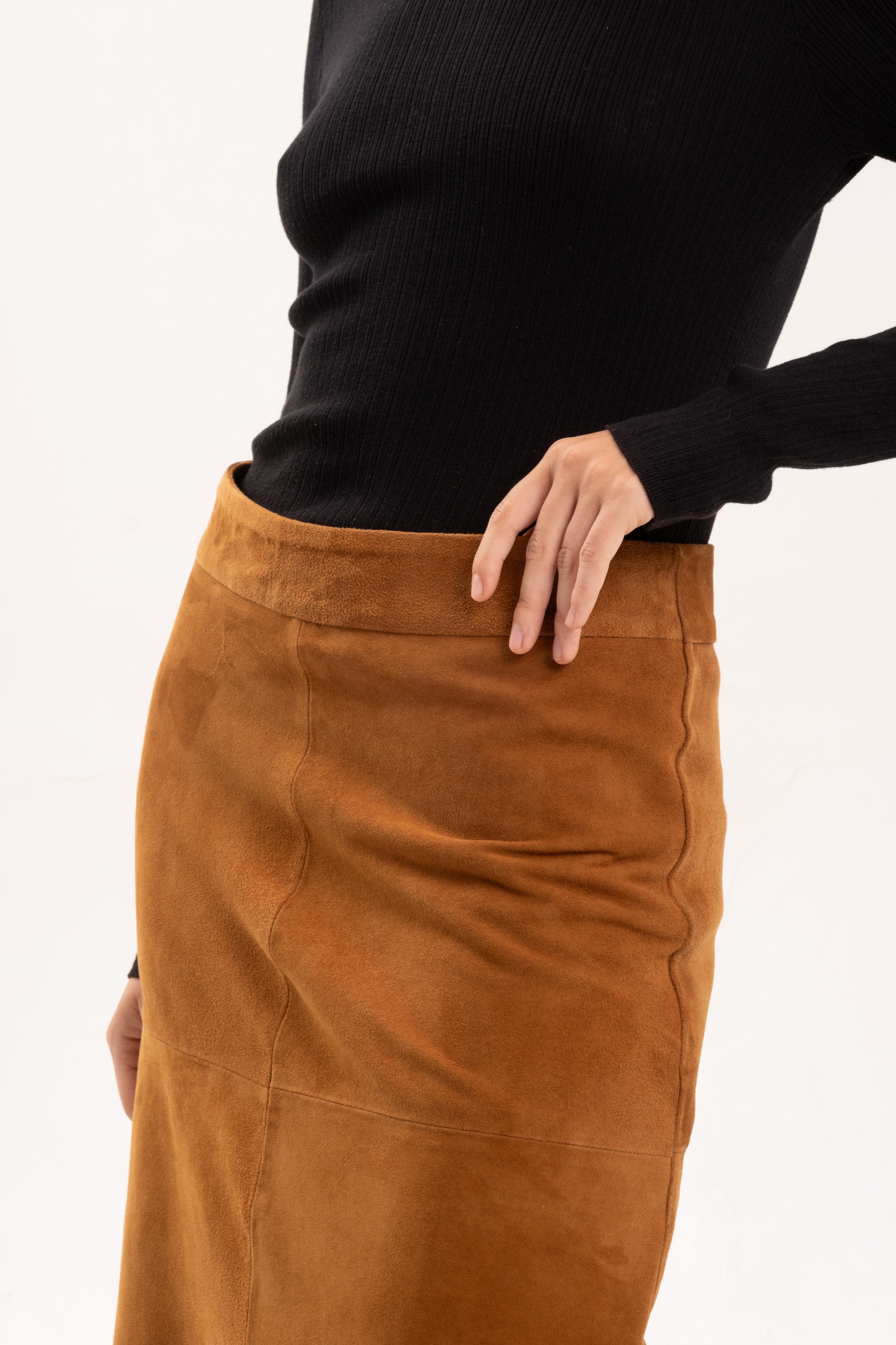 ZIGGY SUEDE MAXI SKIRT - TOBACCO