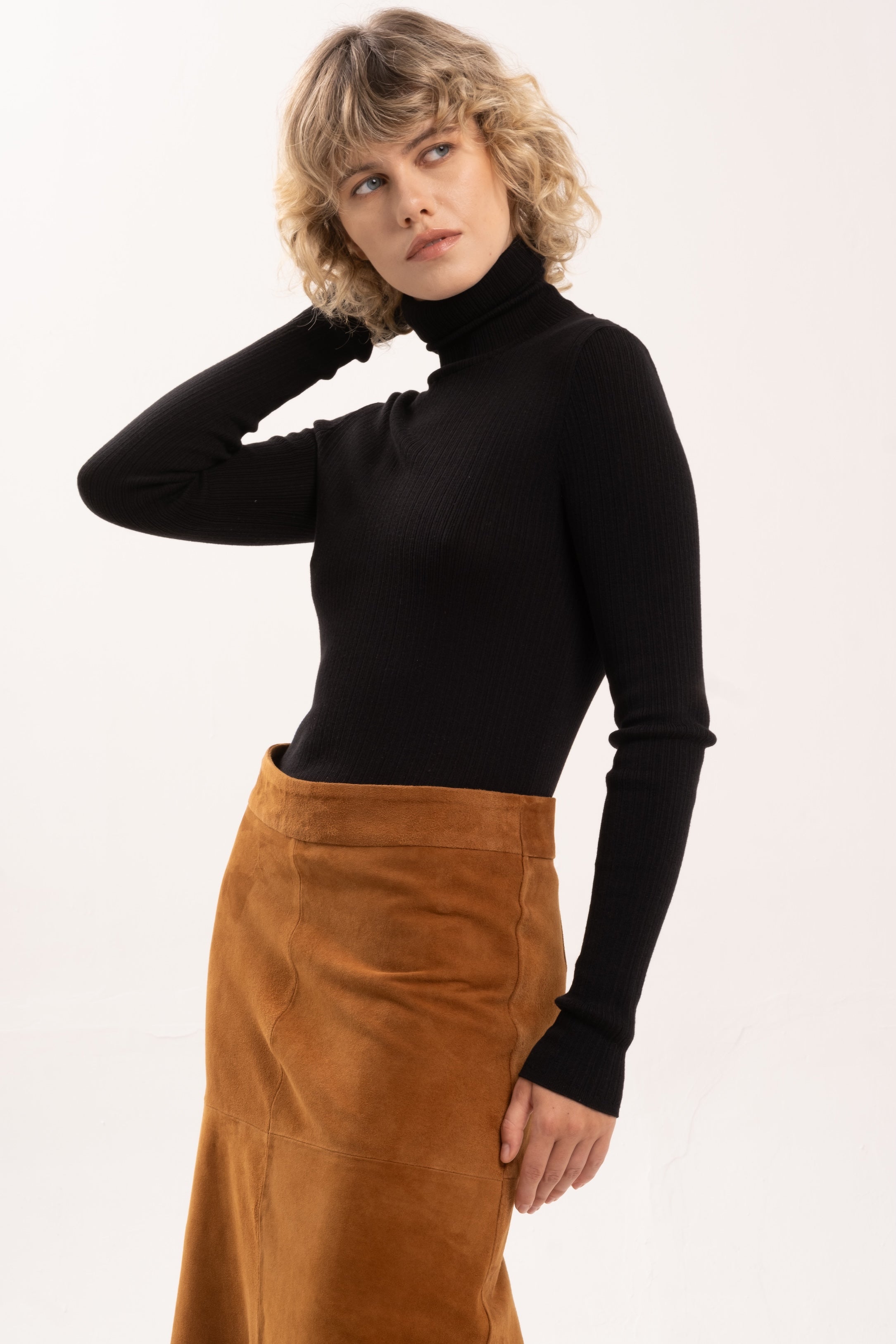 ZIGGY SUEDE MAXI SKIRT - TOBACCO