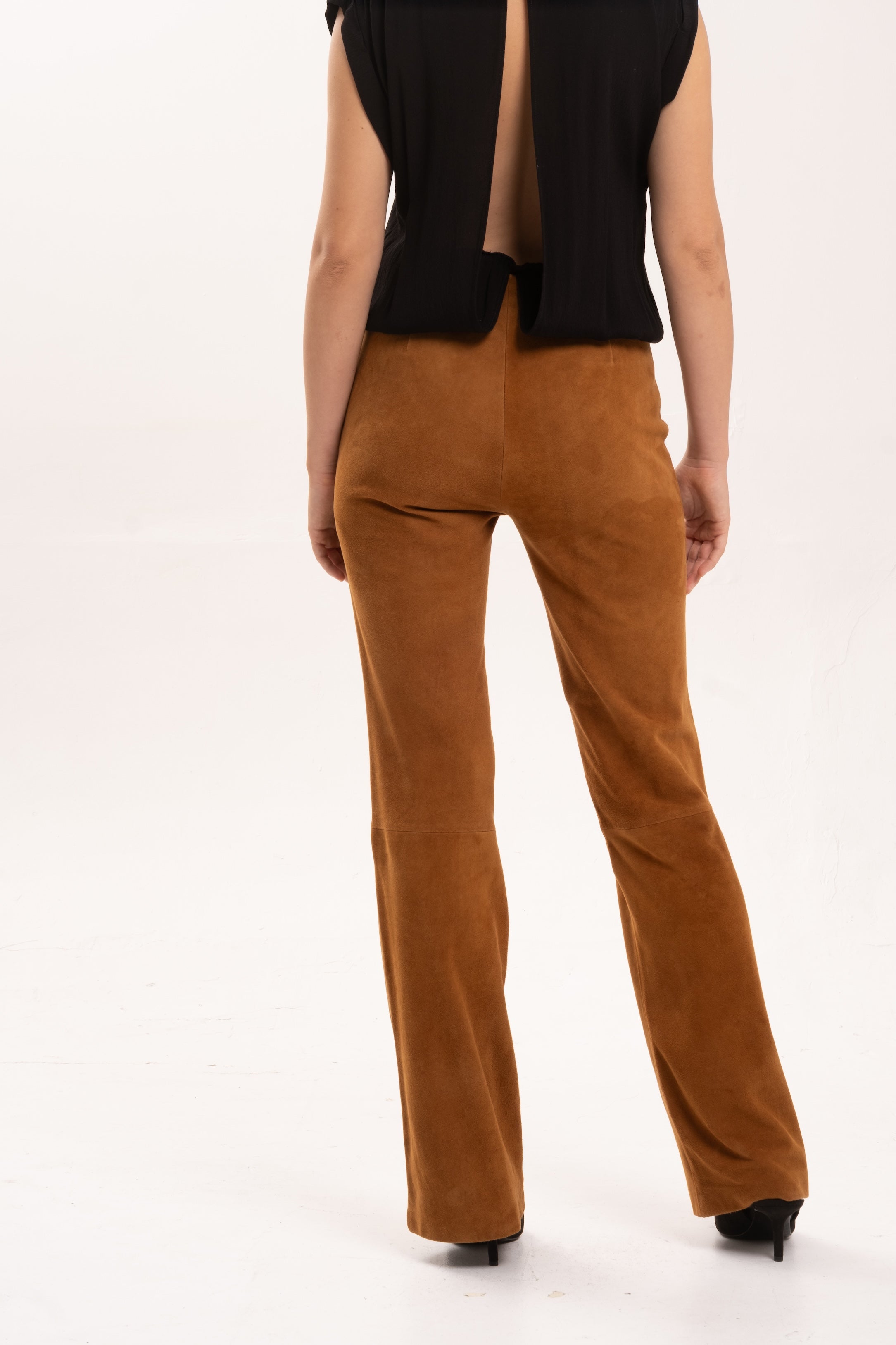KAI BOOTLEG SUEDE PANTS - TOBACCO