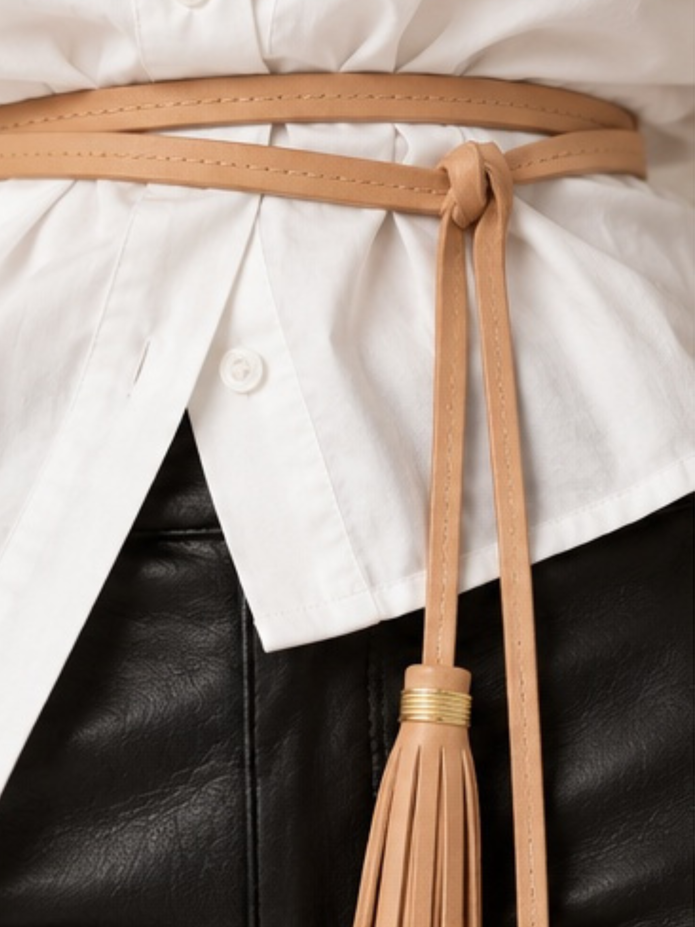 CARTER LEATHER WRAP BELT - NATURAL