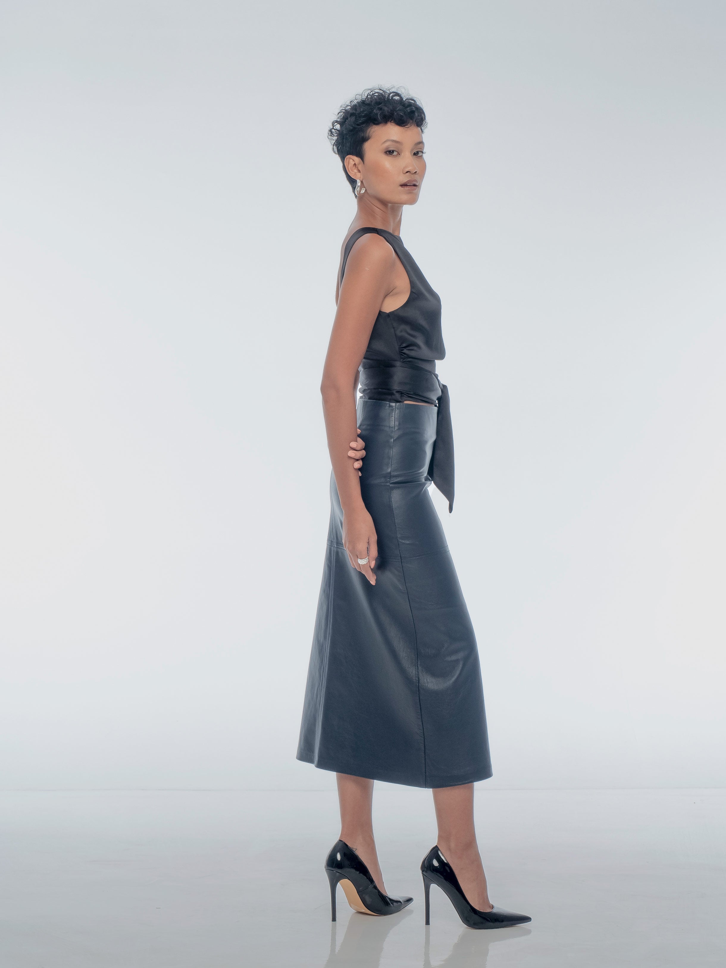 SIENNA LEATHER MAXI SKIRT - ECLIPSE