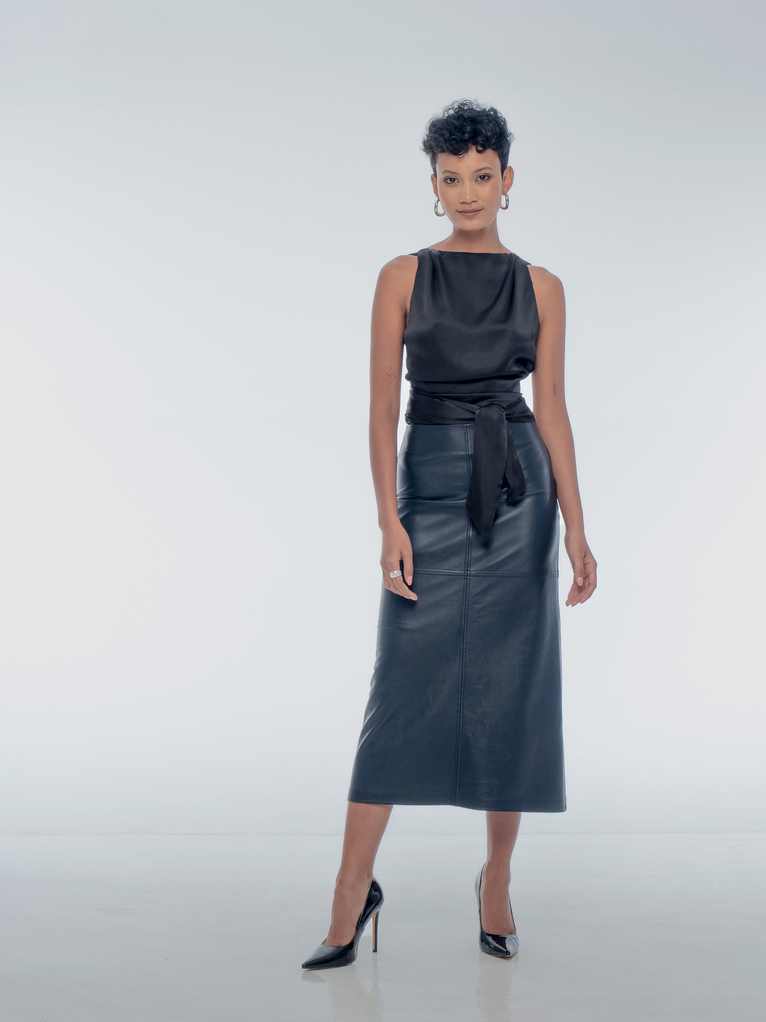 SIENNA LEATHER MAXI SKIRT - ECLIPSE