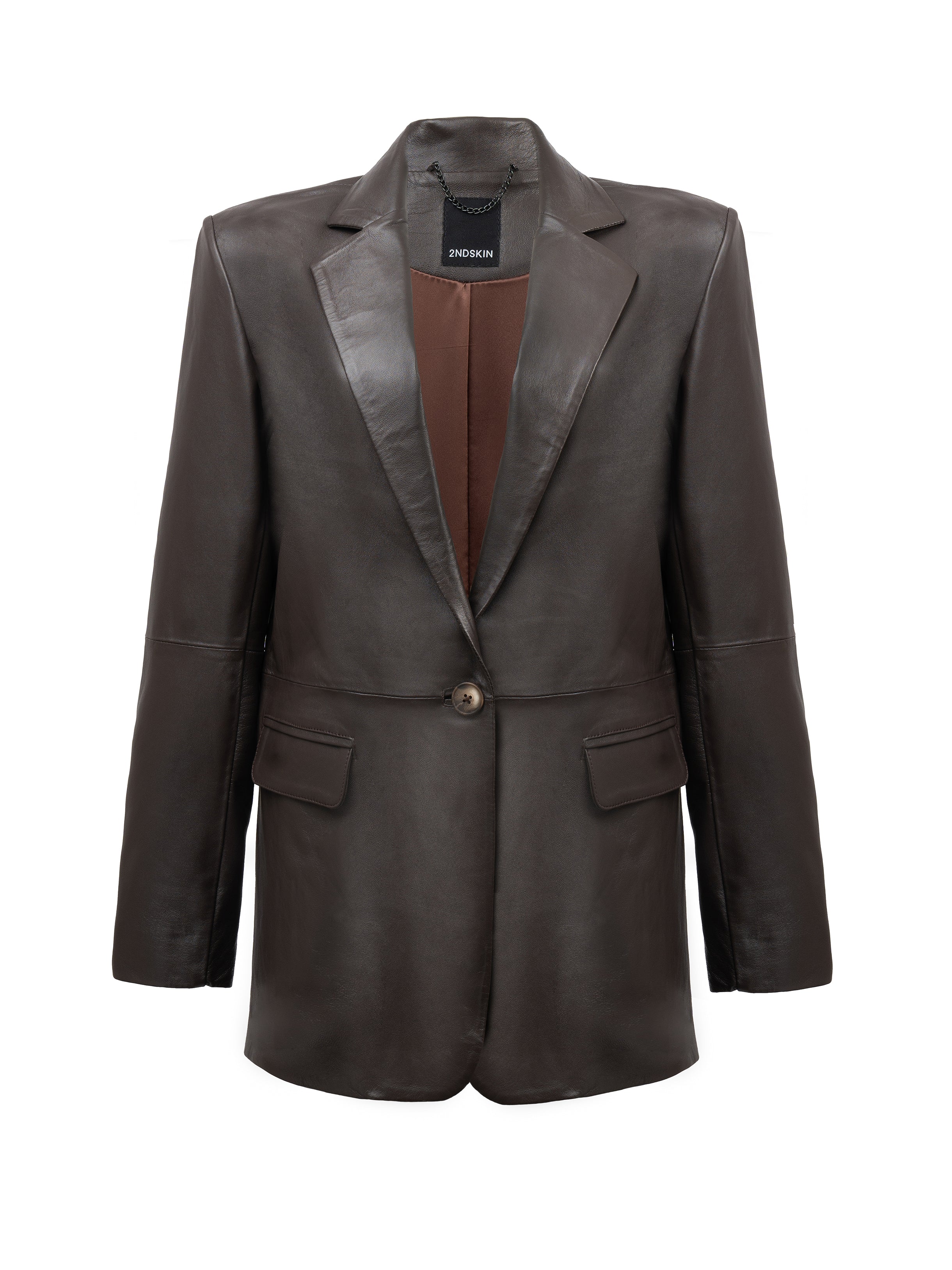 KINGSTON LEATHER BLAZER - CACAO