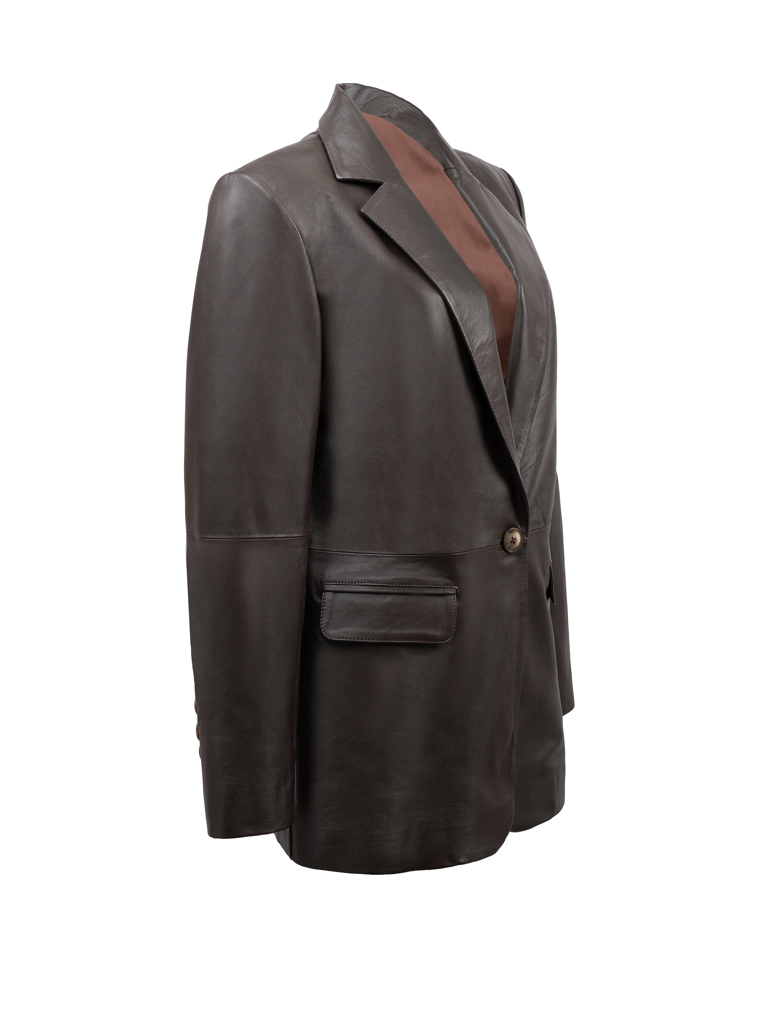 KINGSTON LEATHER BLAZER - CACAO