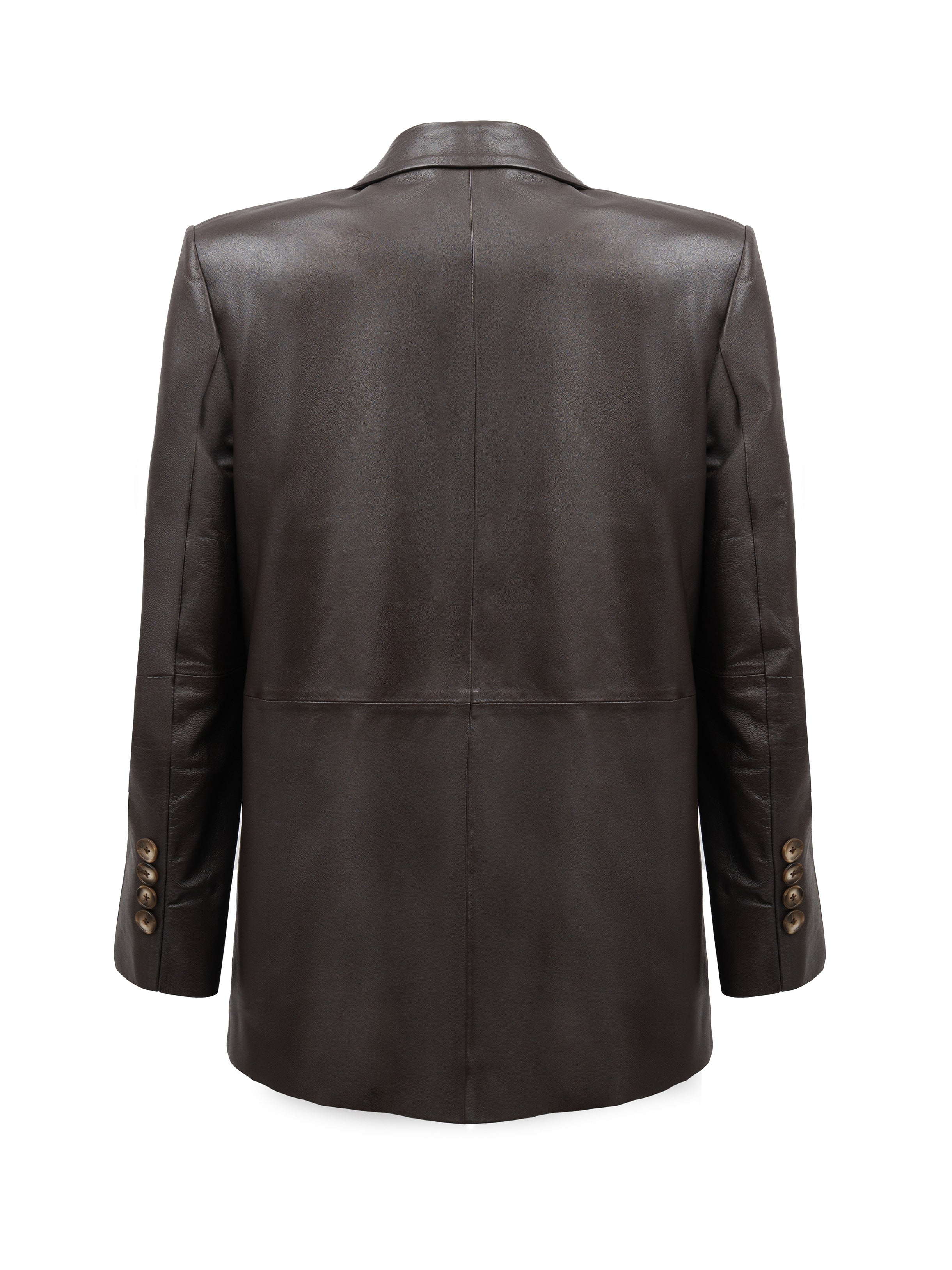 KINGSTON LEATHER BLAZER - CACAO