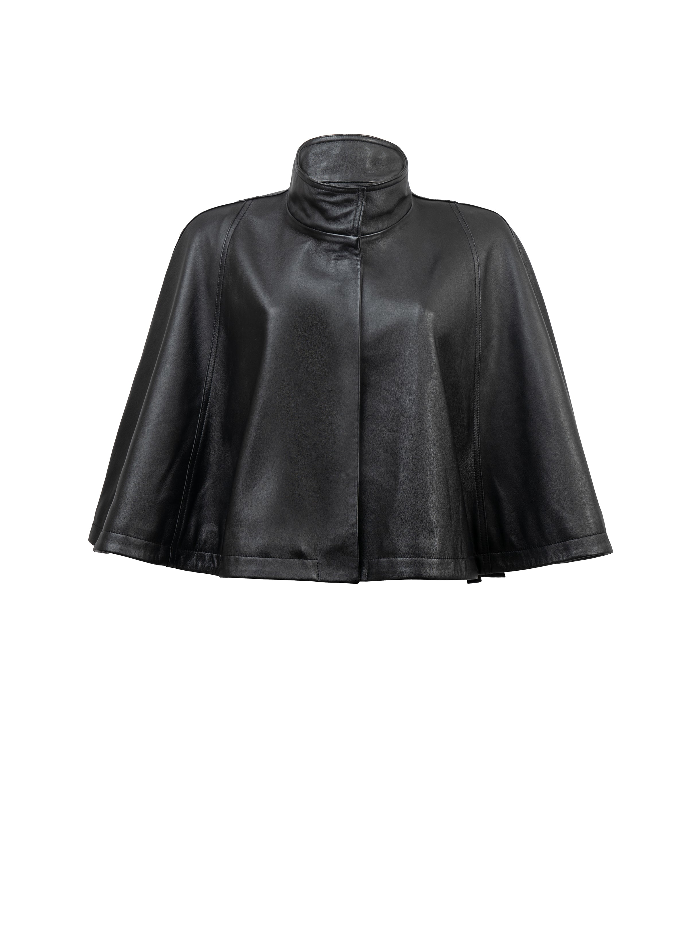 DAKOTA LEATHER CAPE - BLACK