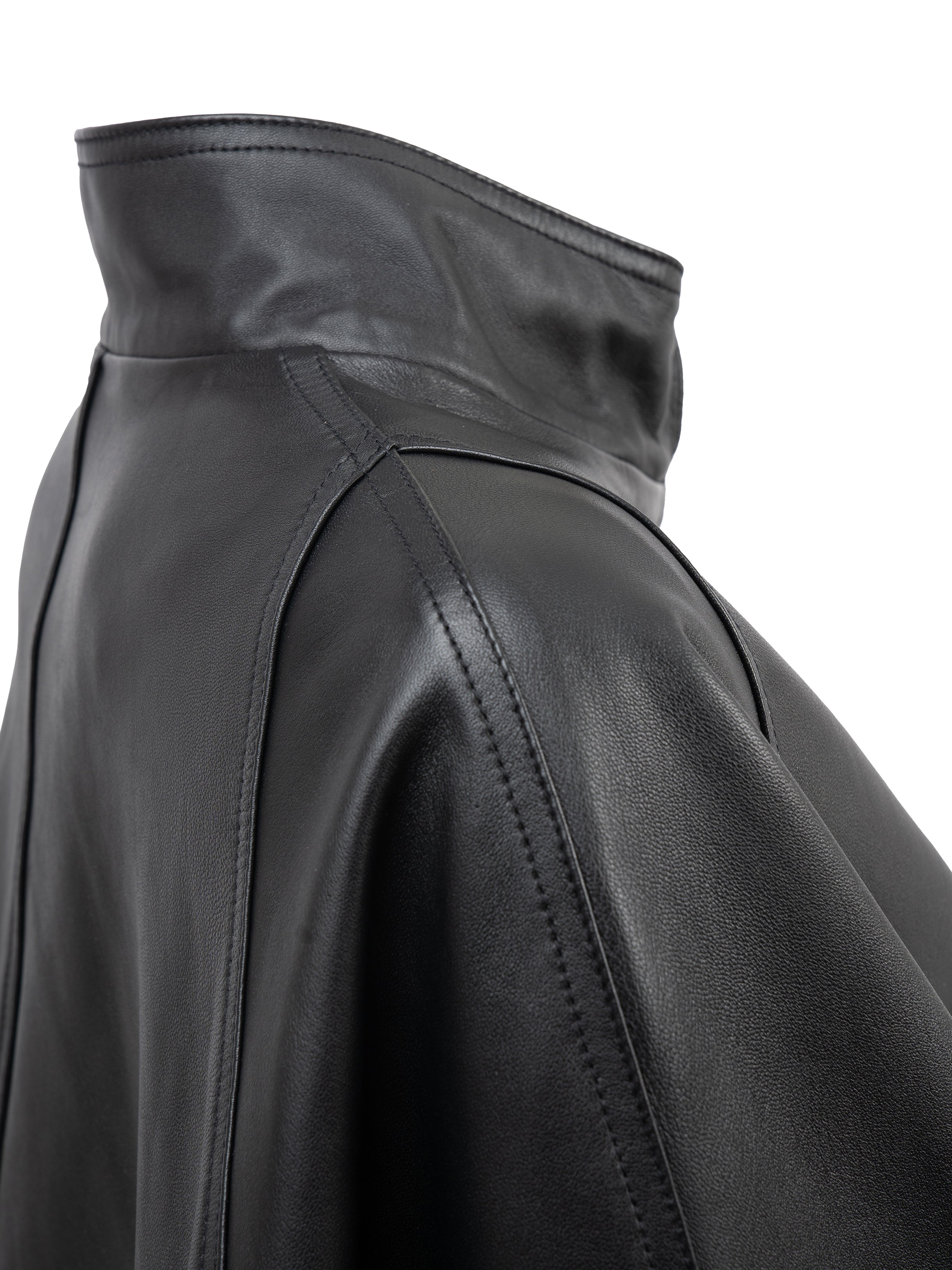 DAKOTA LEATHER CAPE - BLACK