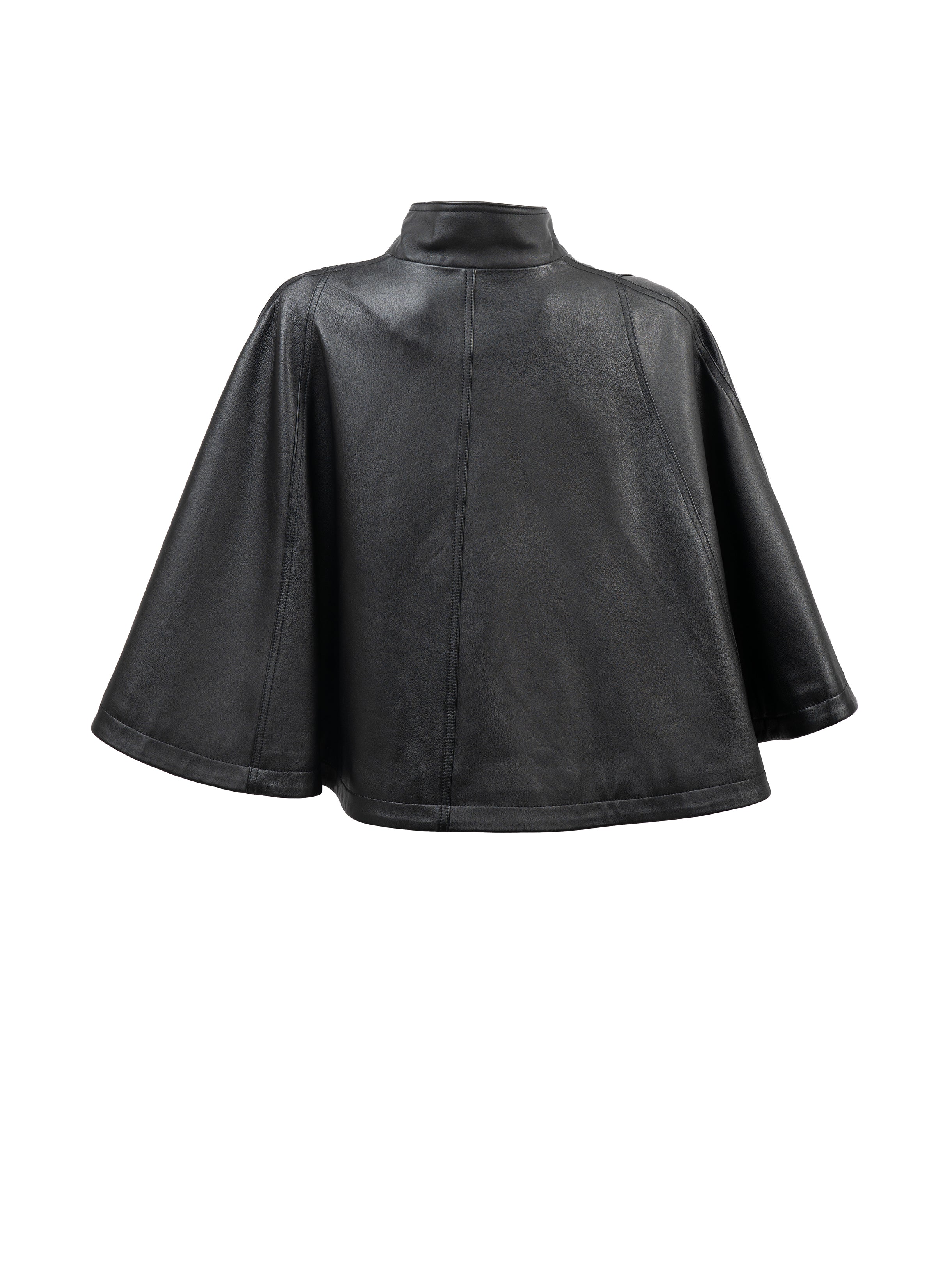 DAKOTA LEATHER CAPE - BLACK