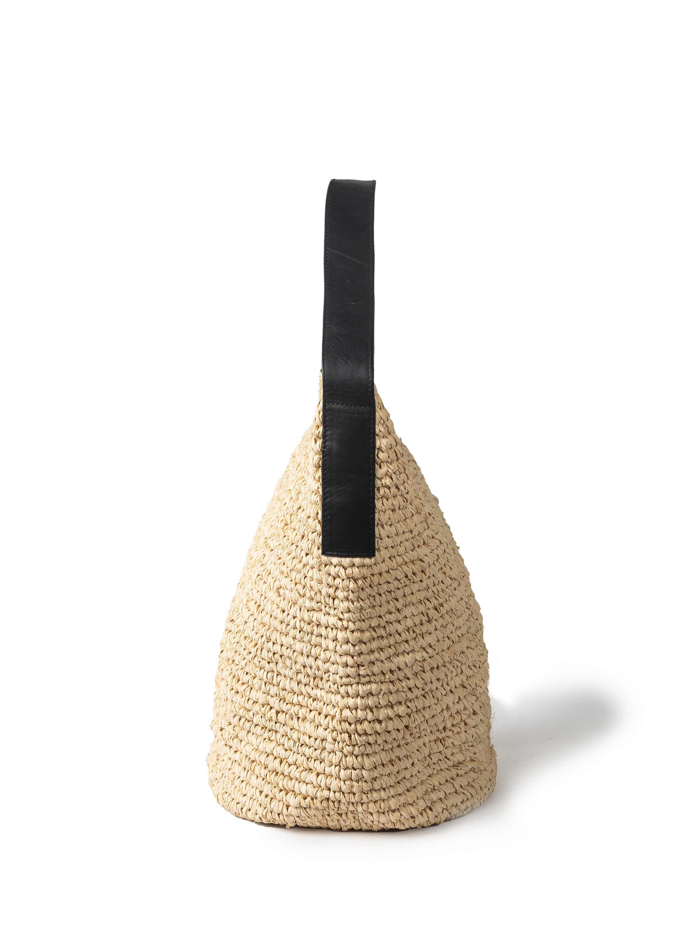 LAYLA RAFFIA BUCKET BAG - BLACK