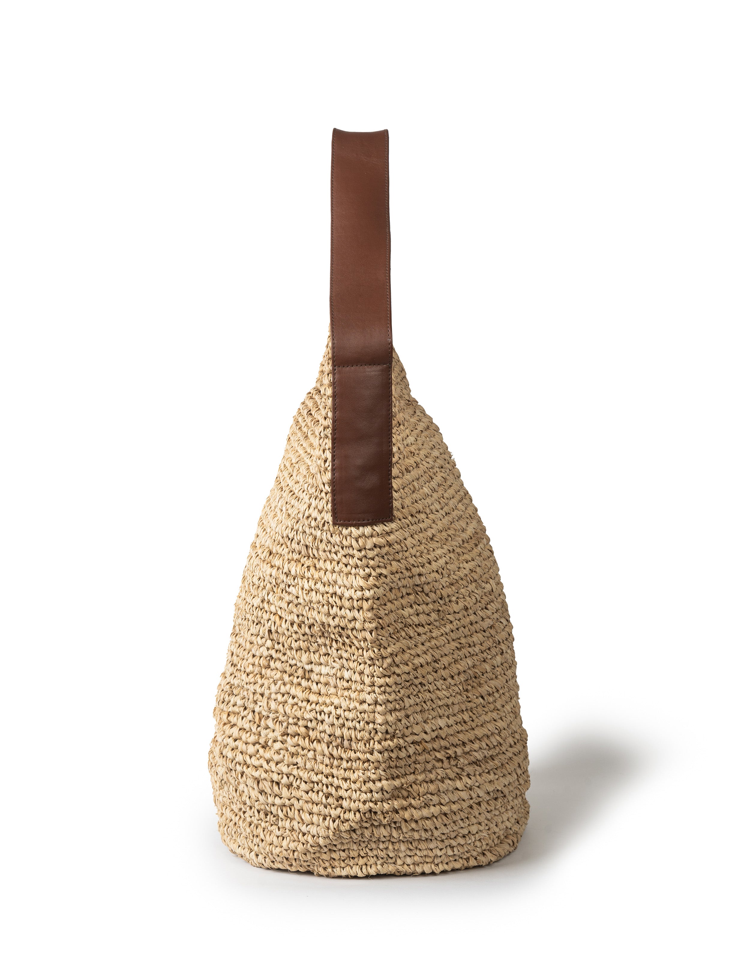 LAYLA XL RAFFIA BUCKET BAG - WHISKEY