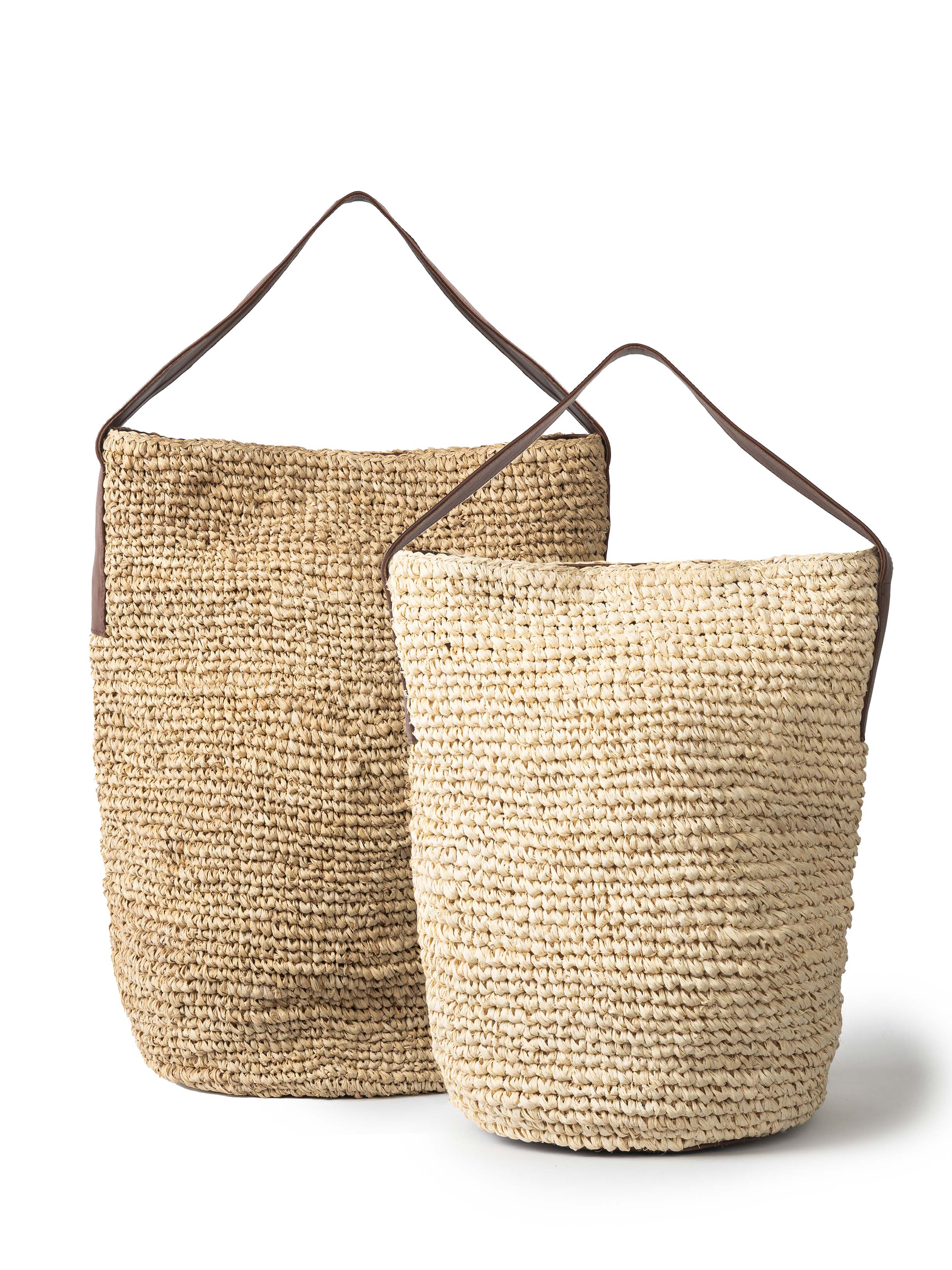 LAYLA RAFFIA BUCKET BAG - WHISKEY