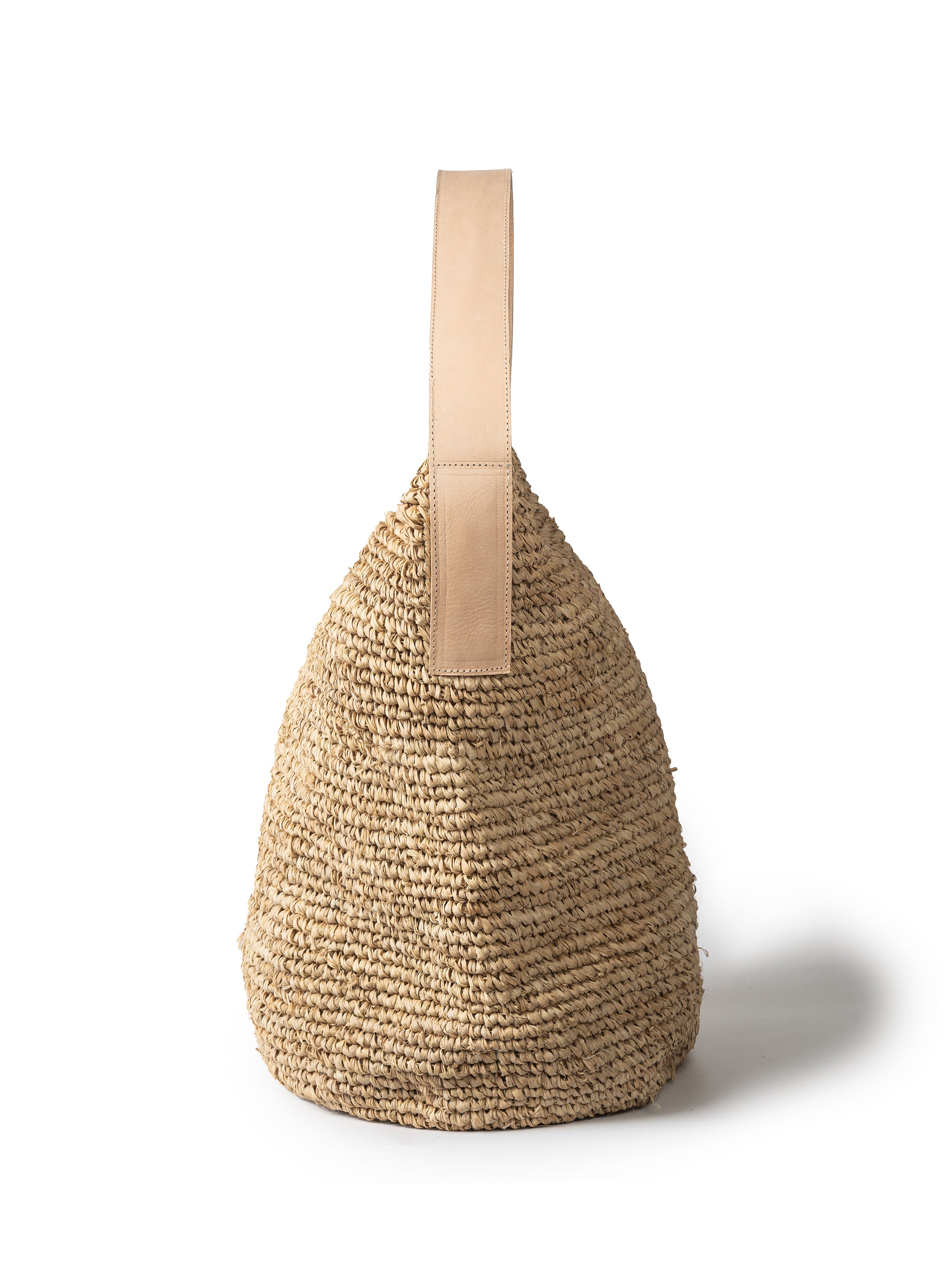 LAYLA XL RAFFIA BUCKET BAG - NATURAL