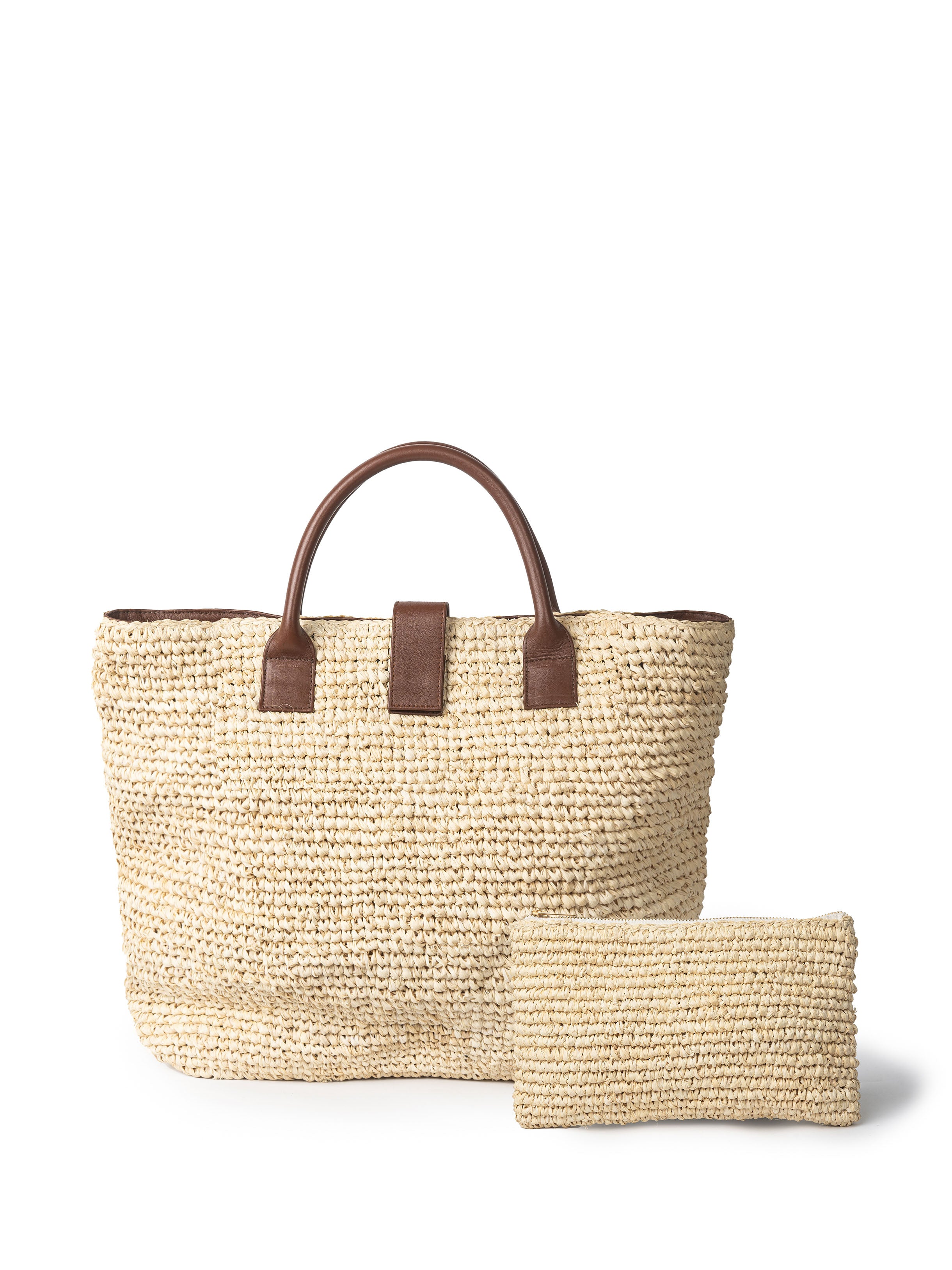 RUBY RAFFIA TOTE BAG - WHISKEY