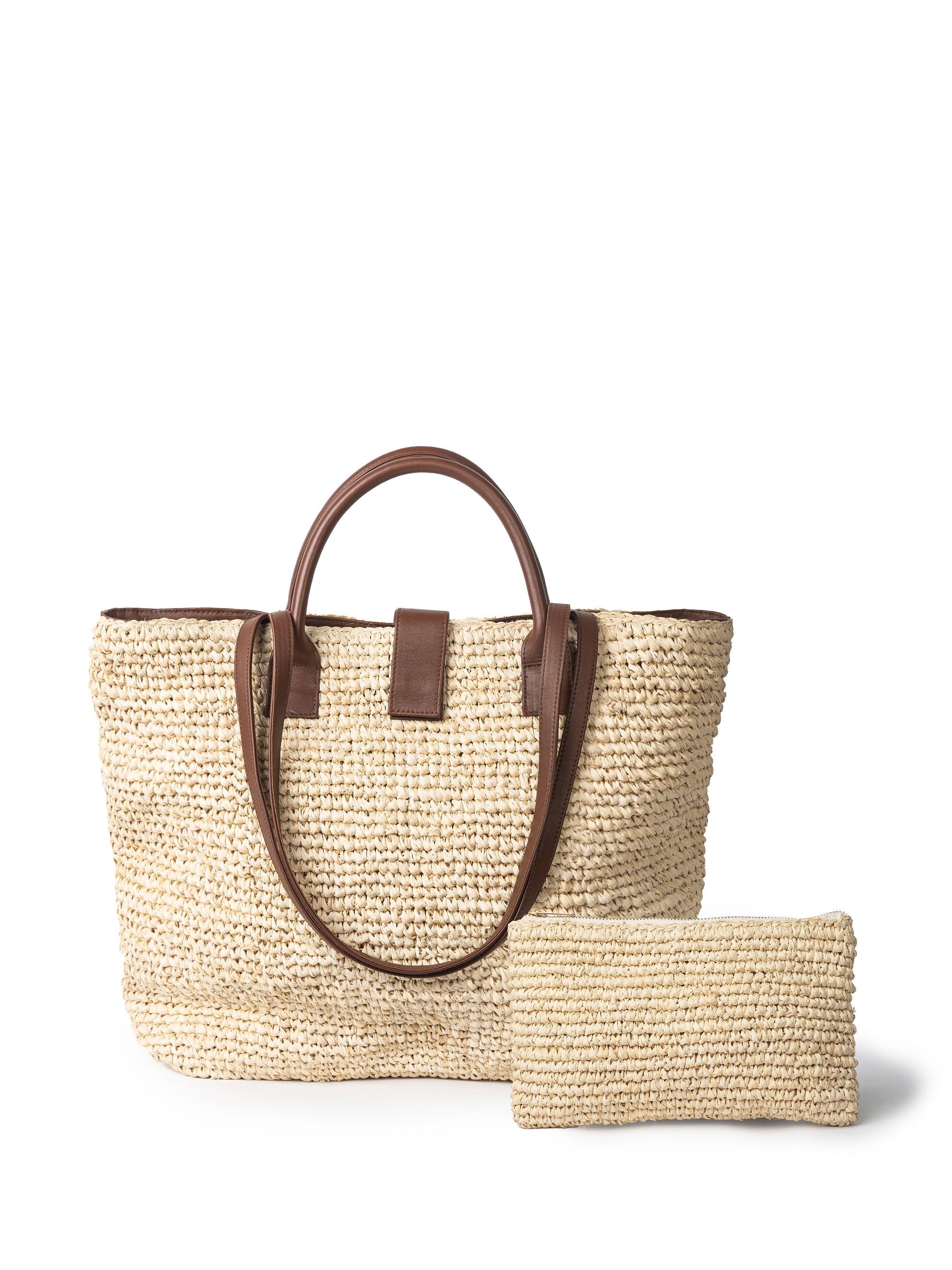 RUBY RAFFIA TOTE BAG - WHISKEY