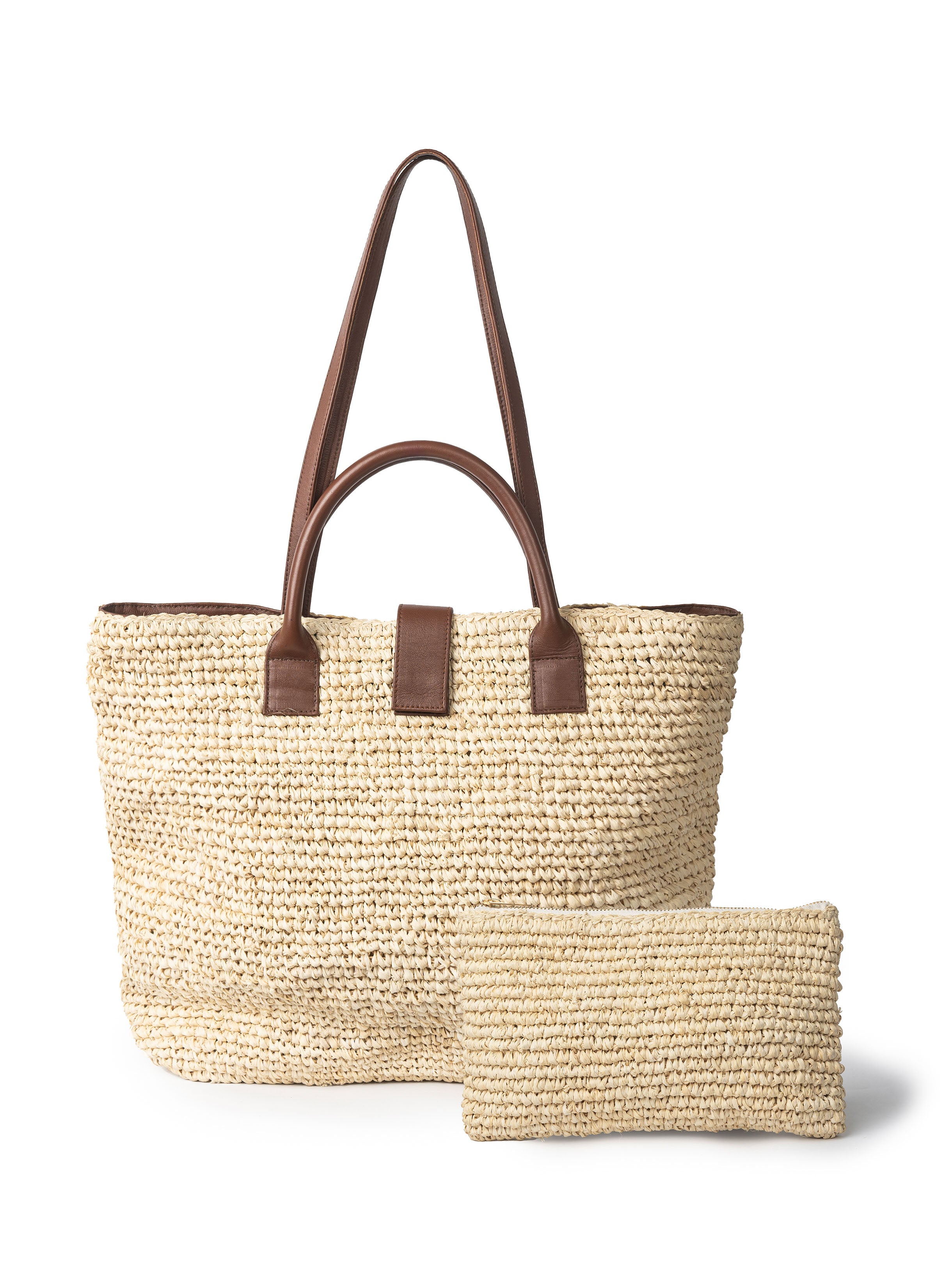 RUBY RAFFIA TOTE BAG - WHISKEY