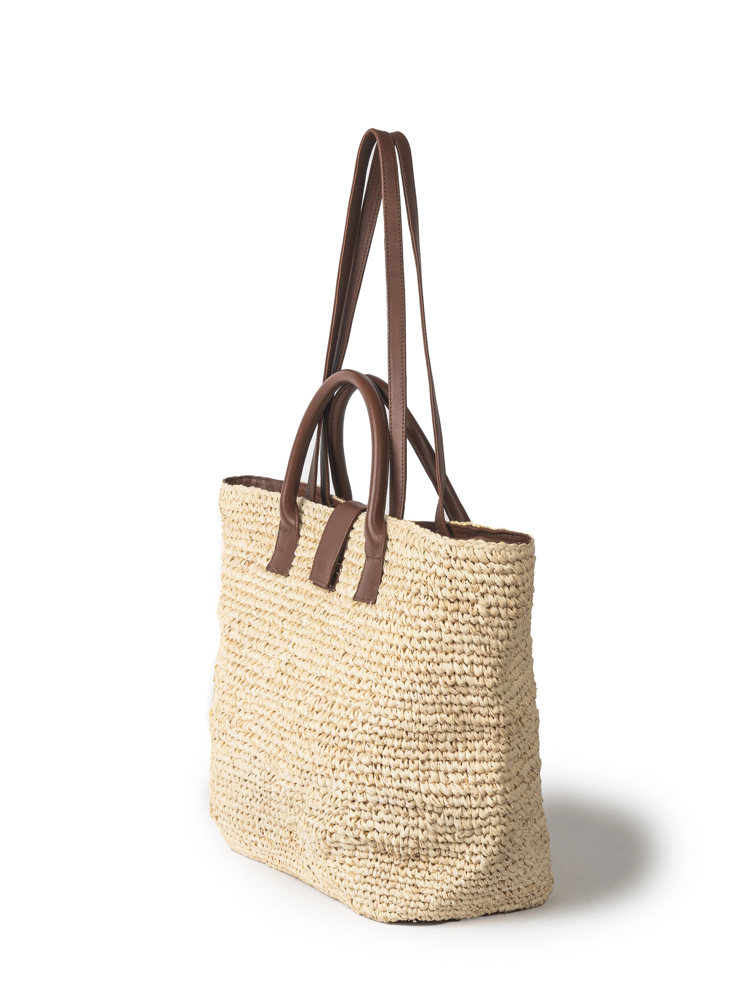 RUBY RAFFIA TOTE BAG - WHISKEY