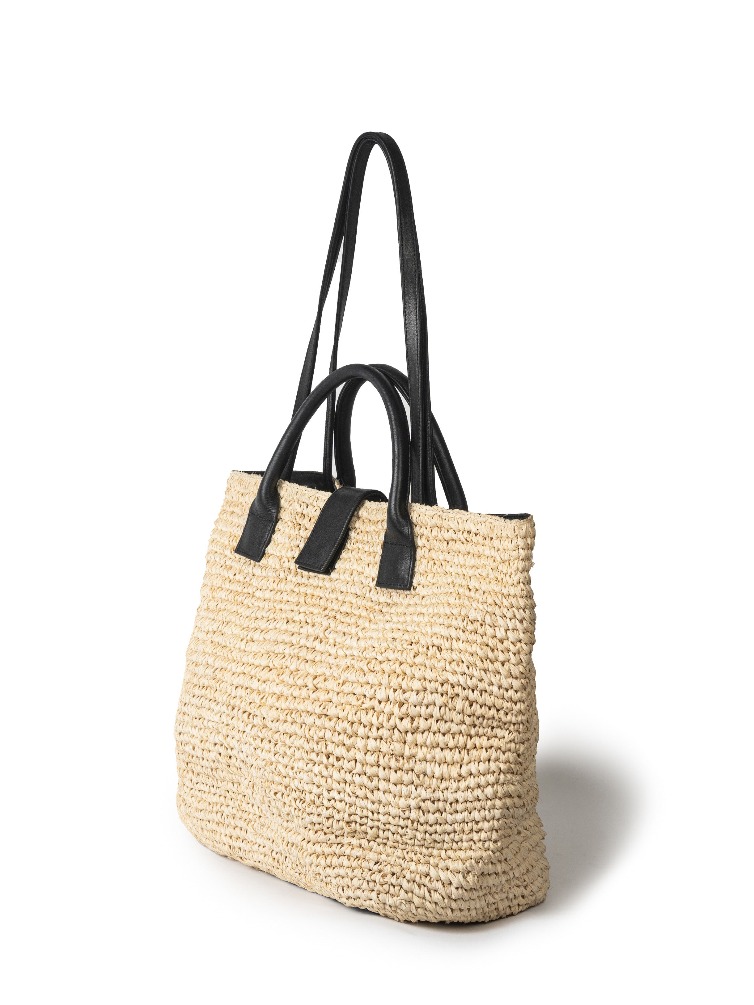 RUBY RAFFIA TOTE BAG - BLACK