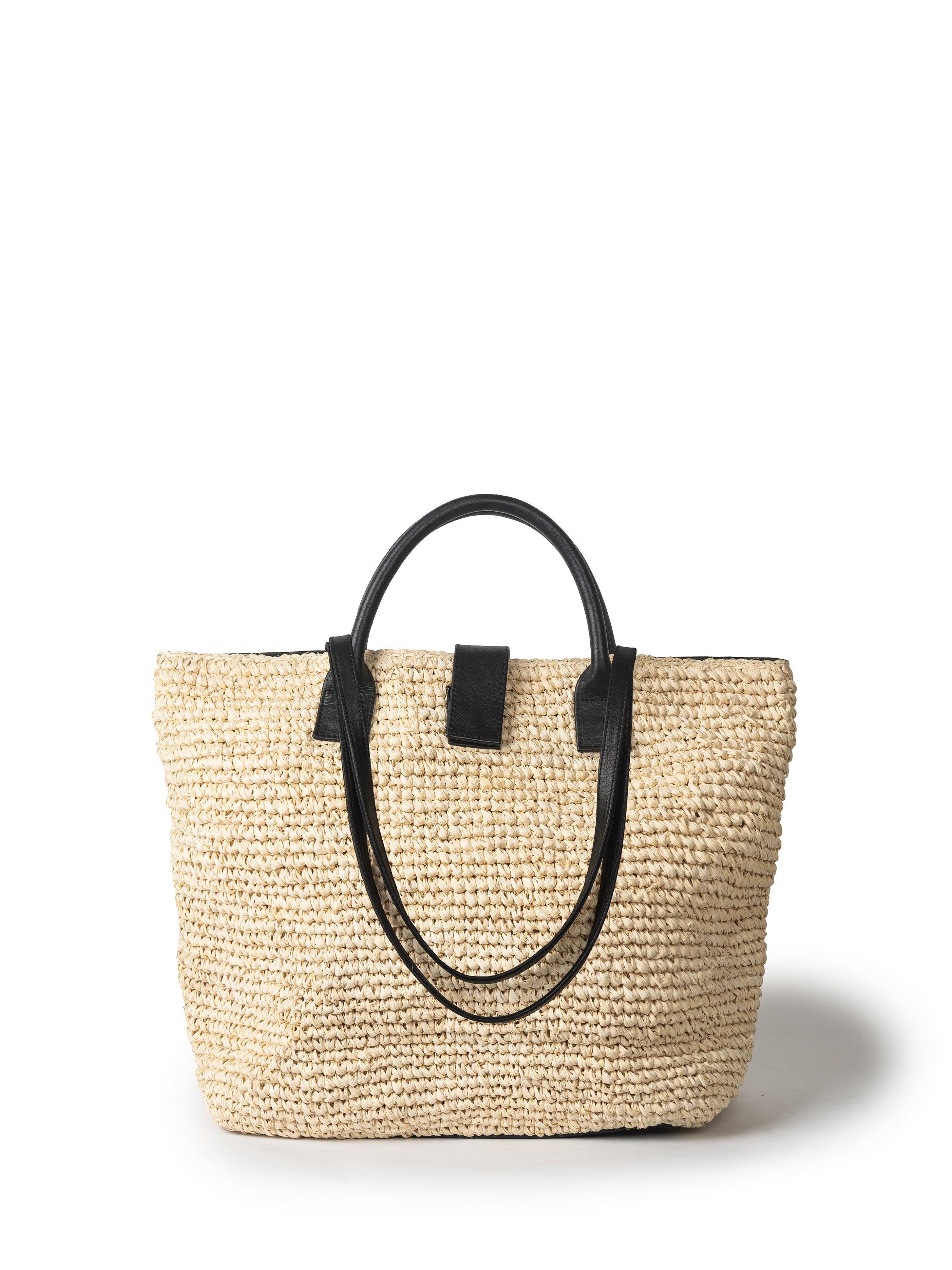 RUBY RAFFIA TOTE BAG - BLACK