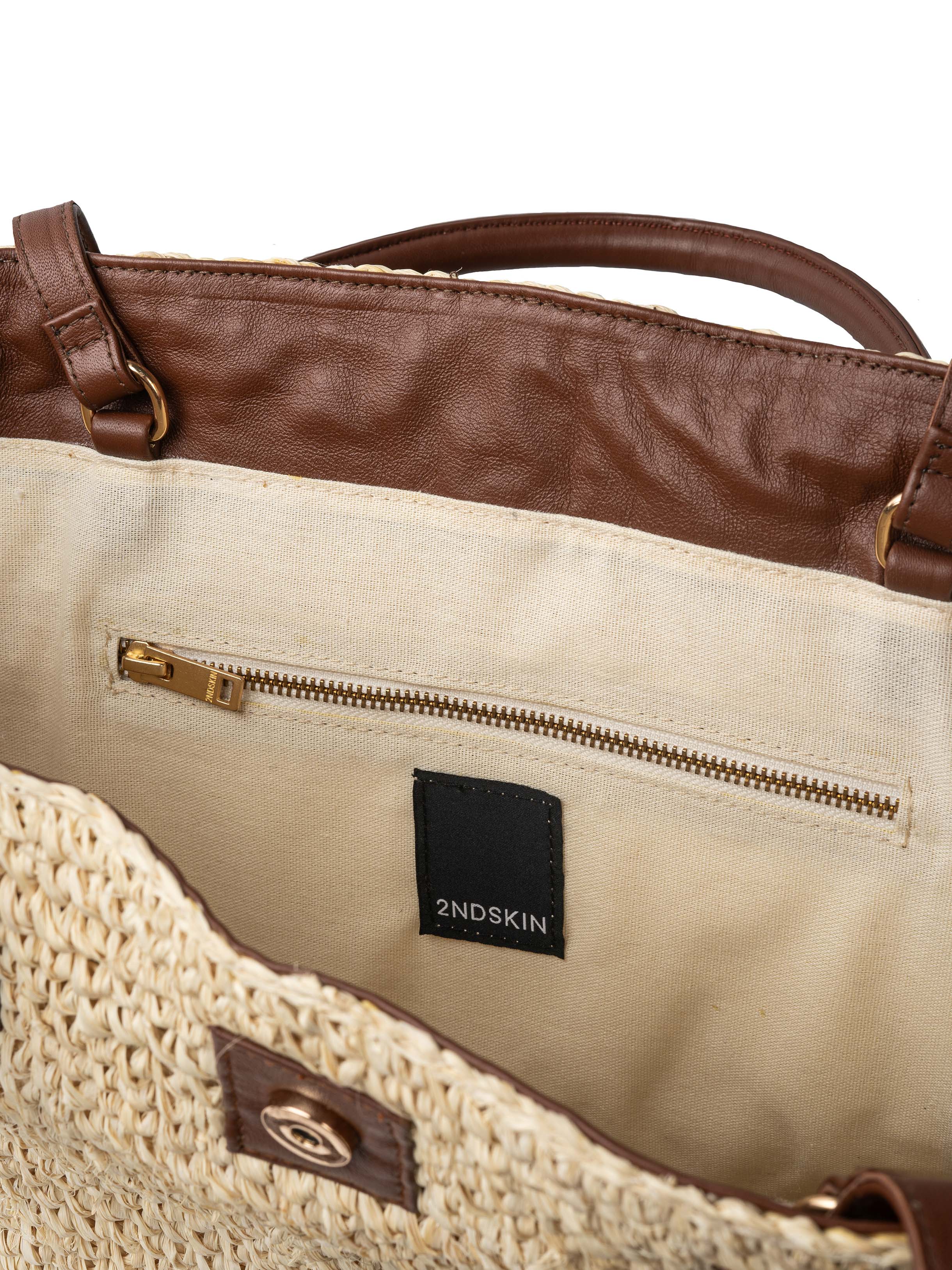 RUBY RAFFIA TOTE BAG - WHISKEY