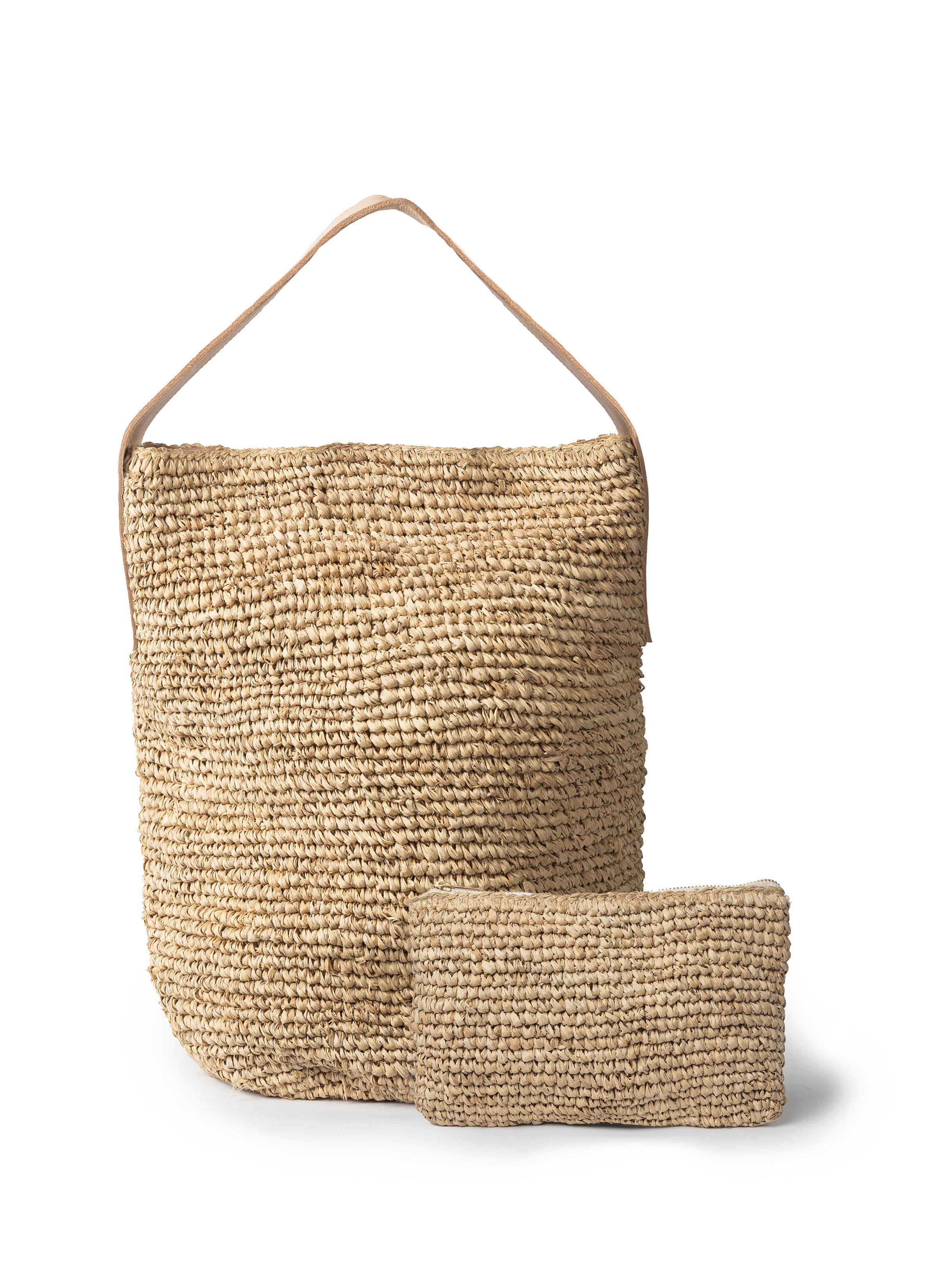 LAYLA XL RAFFIA BUCKET BAG - NATURAL