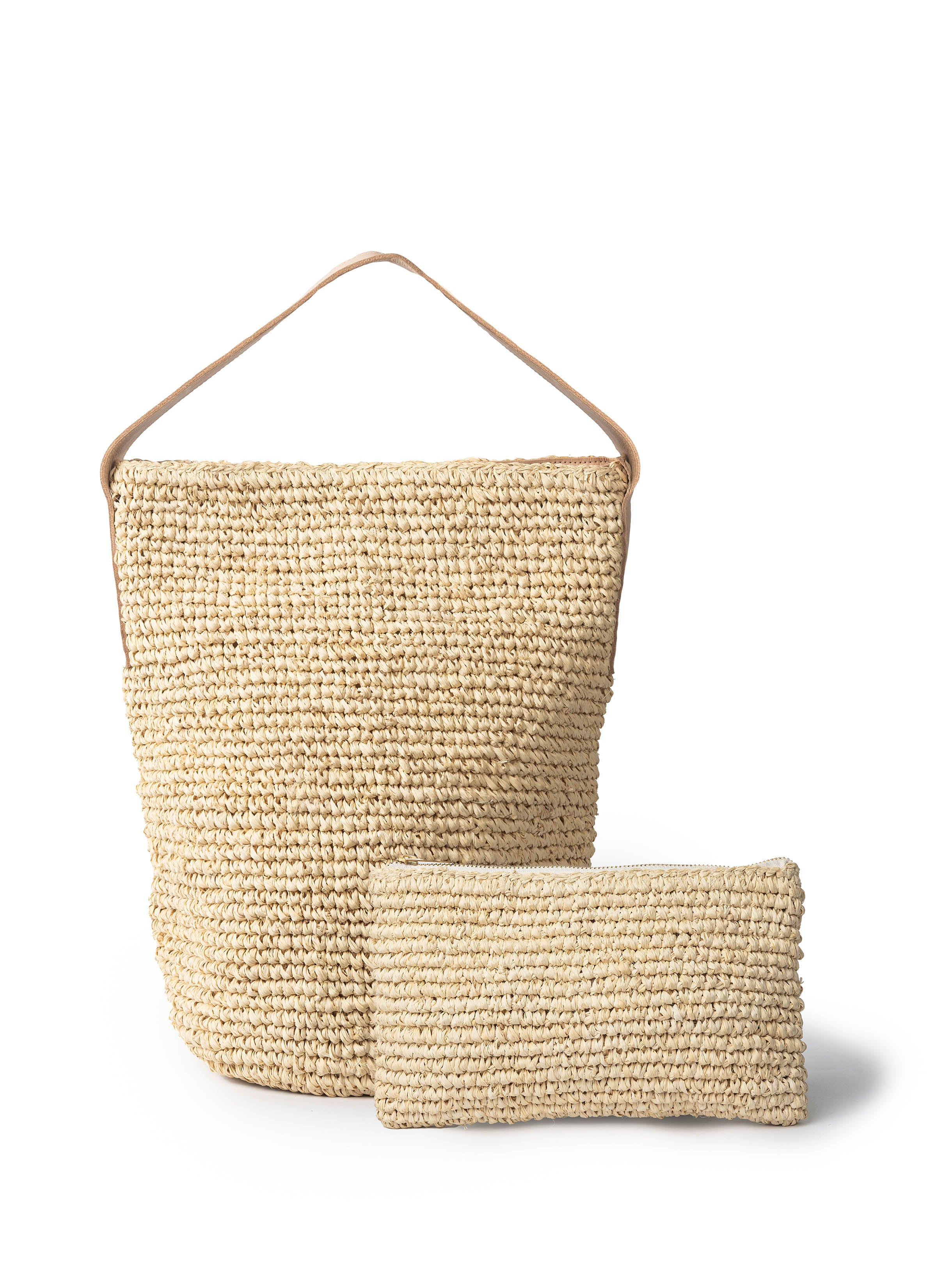 LAYLA RAFFIA BUCKET BAG - NATURAL