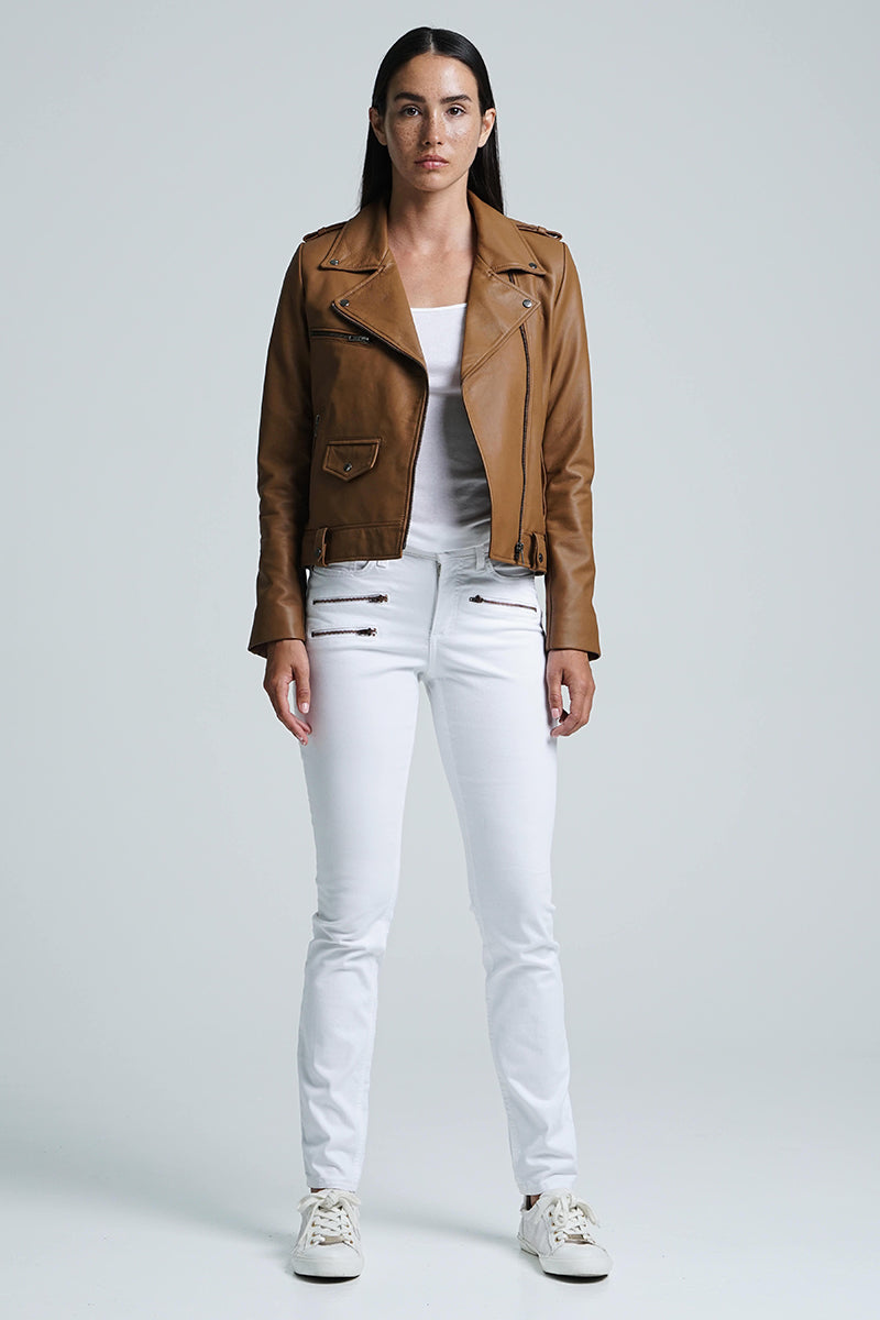 HARPER MOTO JACKET - COGNAC