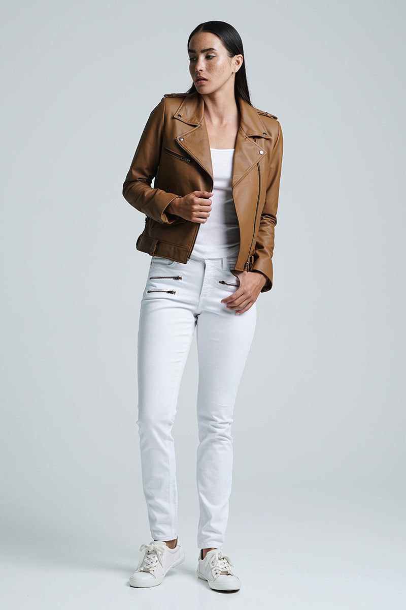 HARPER MOTO JACKET - COGNAC