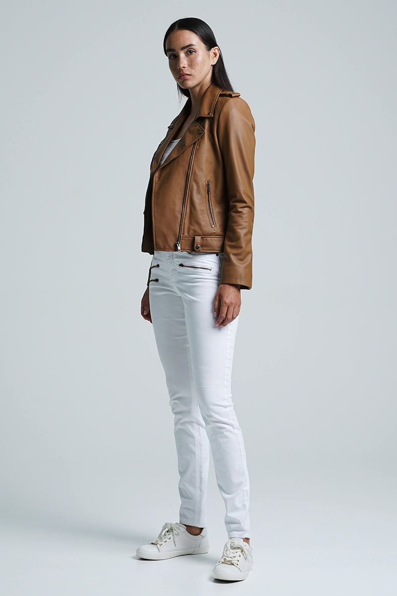 HARPER MOTO JACKET - COGNAC