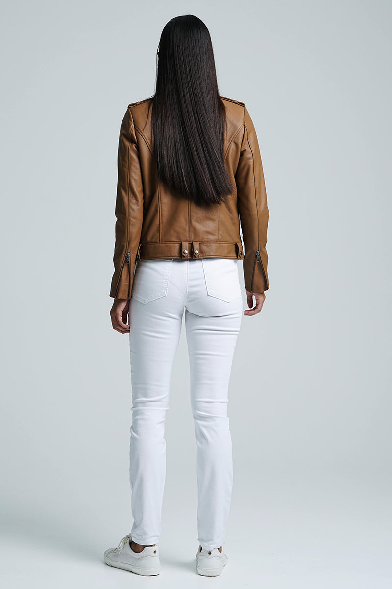 HARPER MOTO JACKET - COGNAC