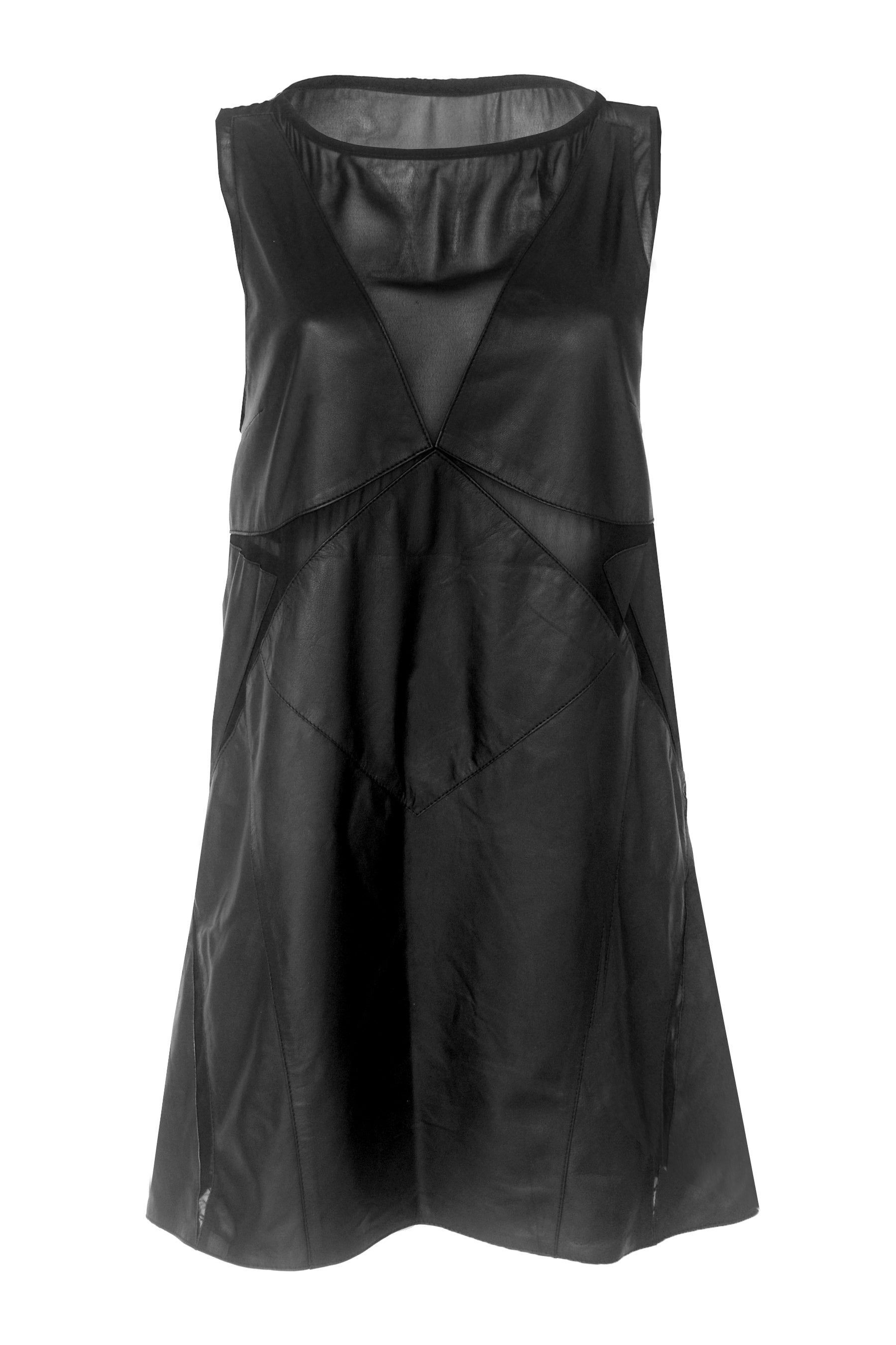 KIERA LEATHER SHIFT DRESS - BLACK