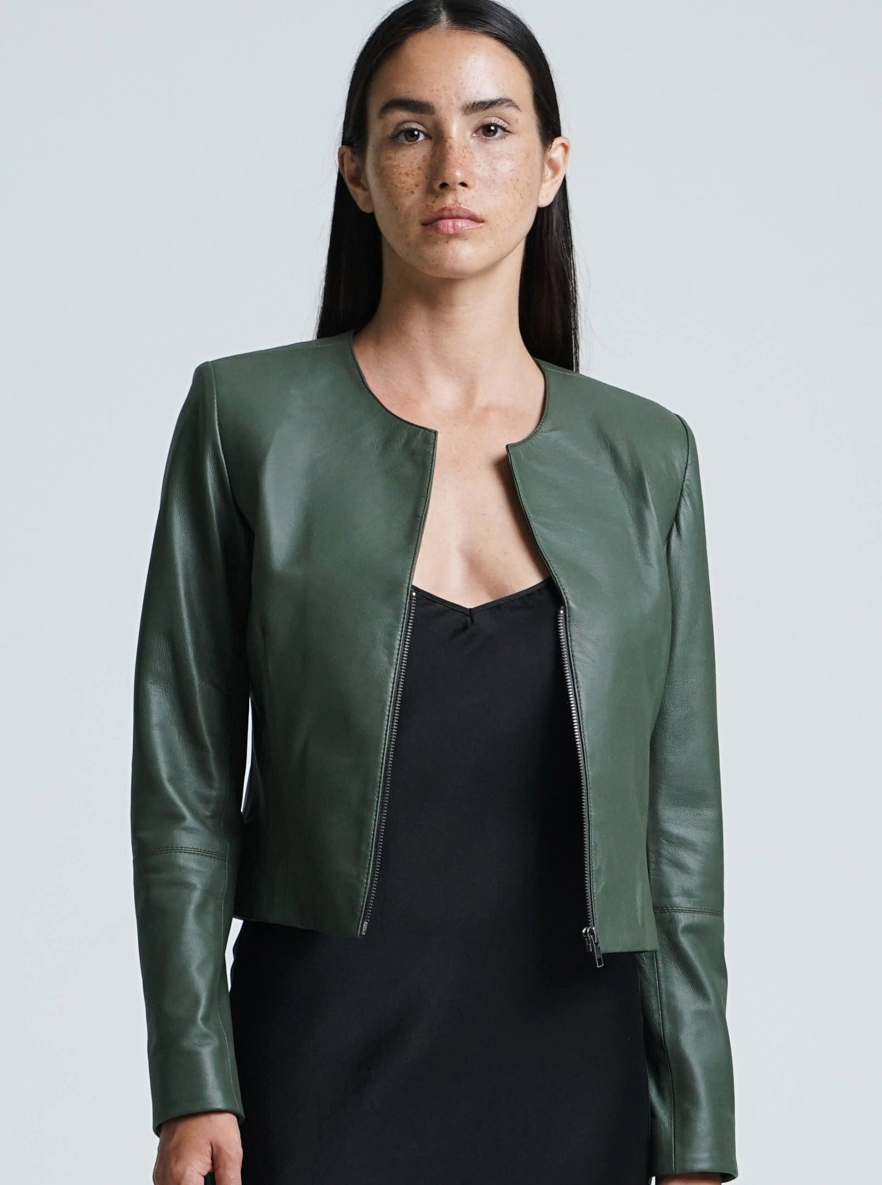 Capri Jacket Capri Leather Jacket Olive Green – 2NDSKIN THE LABEL