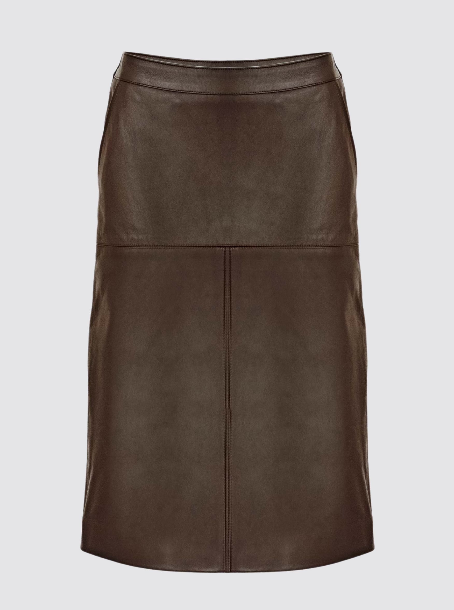  Cleo midi leather skirt in chocolate brown