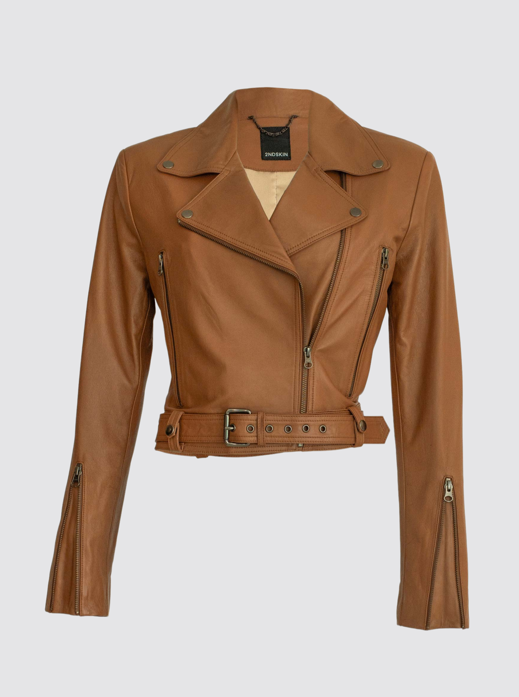 2NDSKIN The Label Darcy Biker leather jacket in caramel