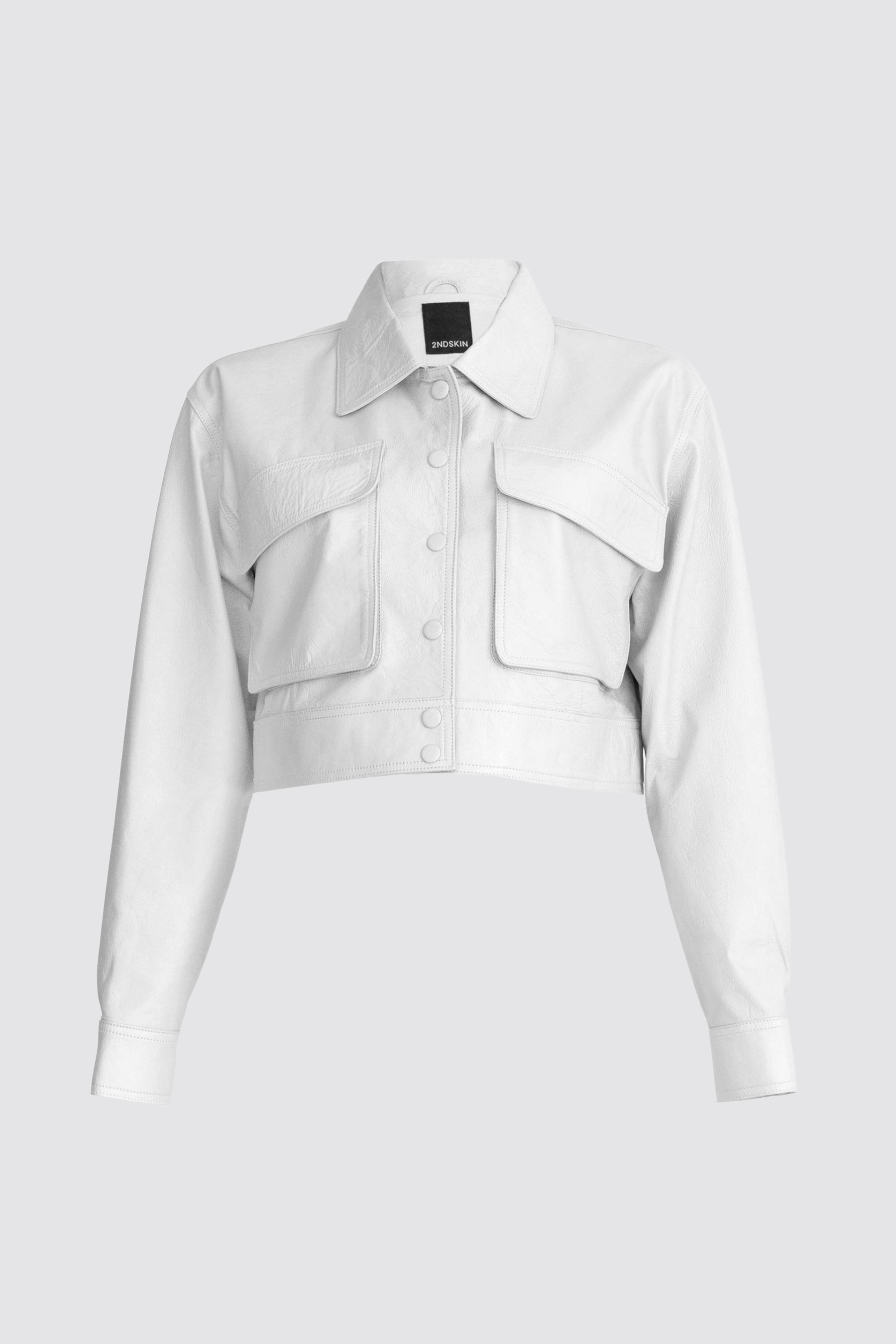 LUNA CROPPED LEATHER JACKET - OYSTER WHITE